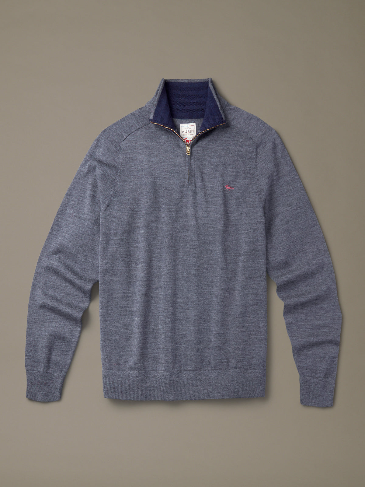 Aubin Grey Marl Laurel Extra Fine Merino Zip Neck Jumper | Zip Neck