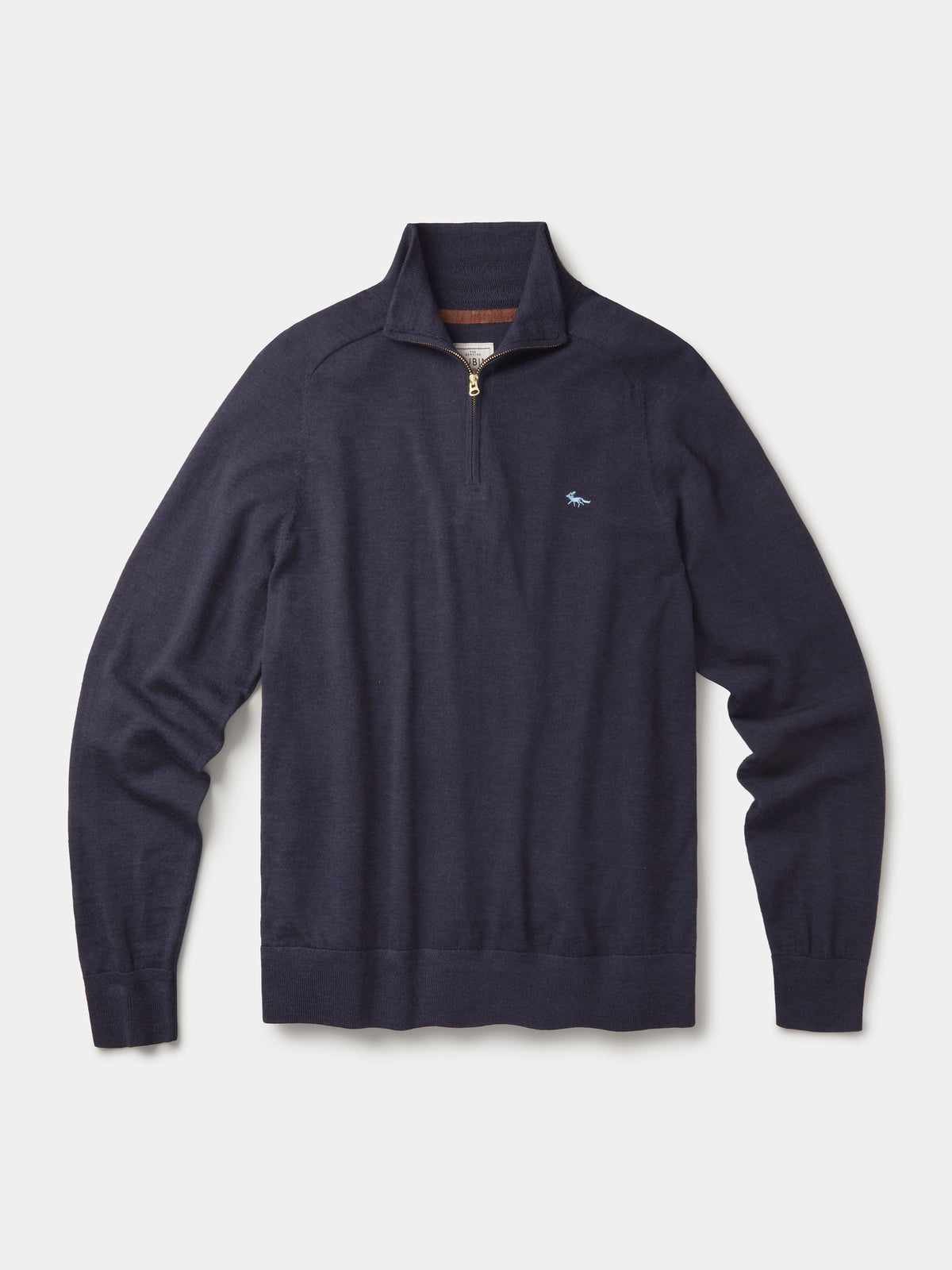 Aubin Navy Laurel Extra Fine Merino Zip Neck Jumper | Zip Neck