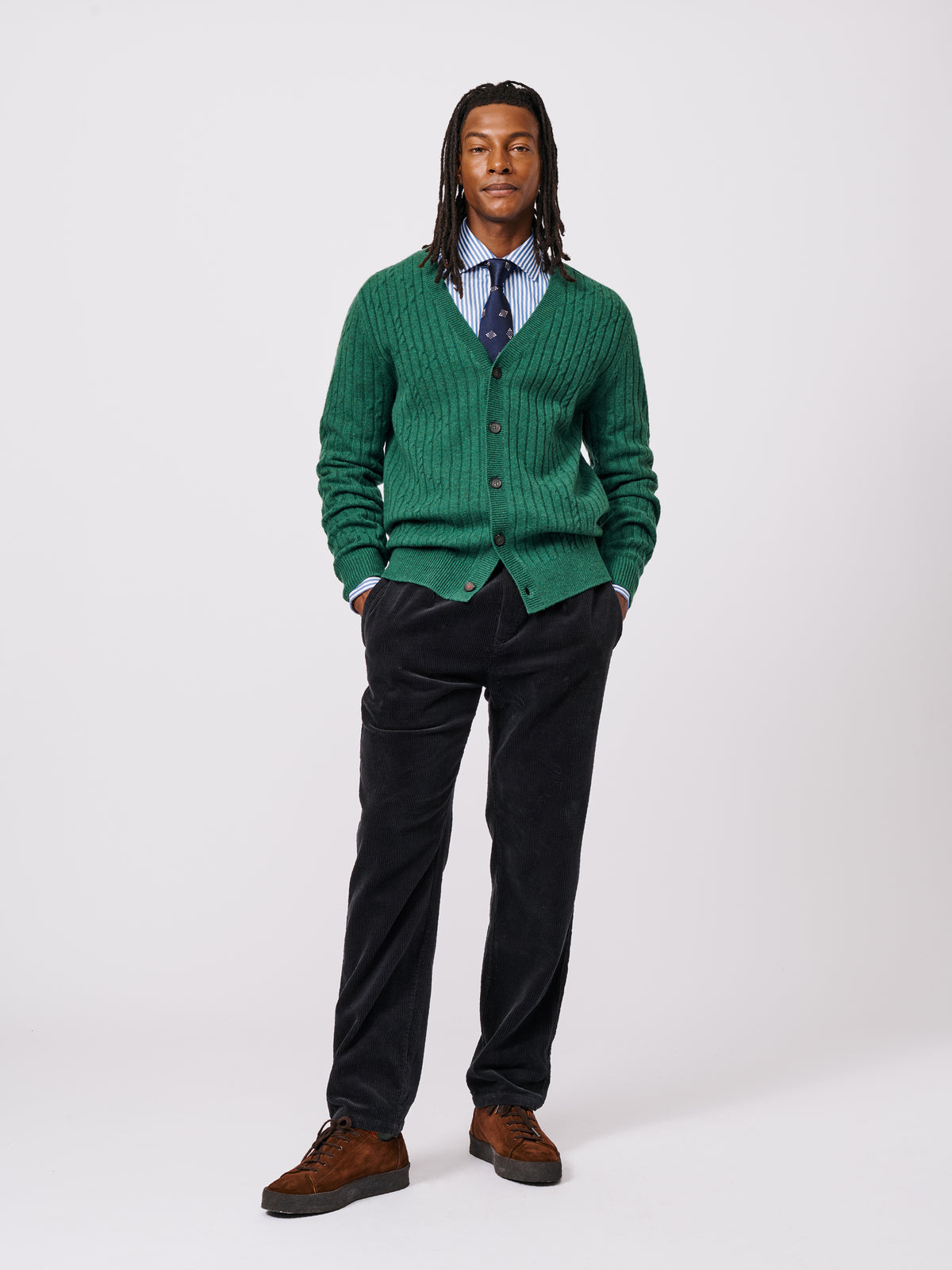 Aubin Green Leonard Cable Cardigan | Cardigan