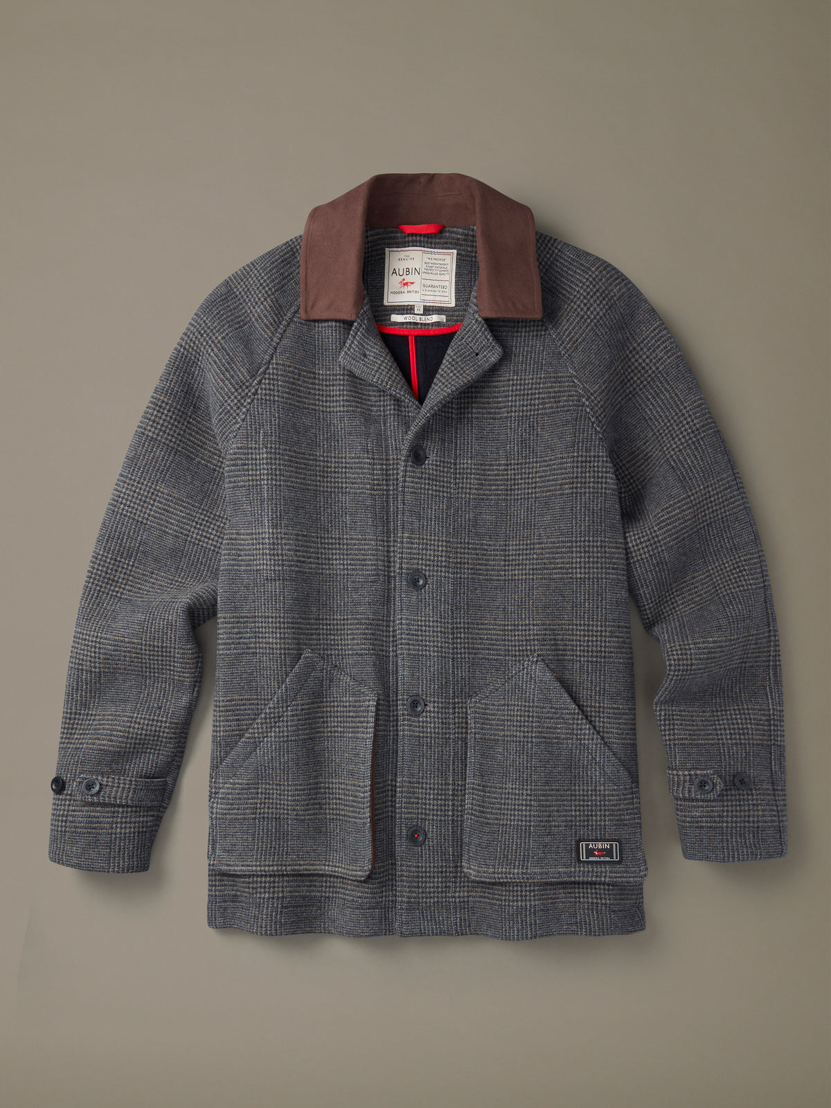 Aubin Prince of Wales Check Lockwood Wool Barn Jacket | Wool Coat