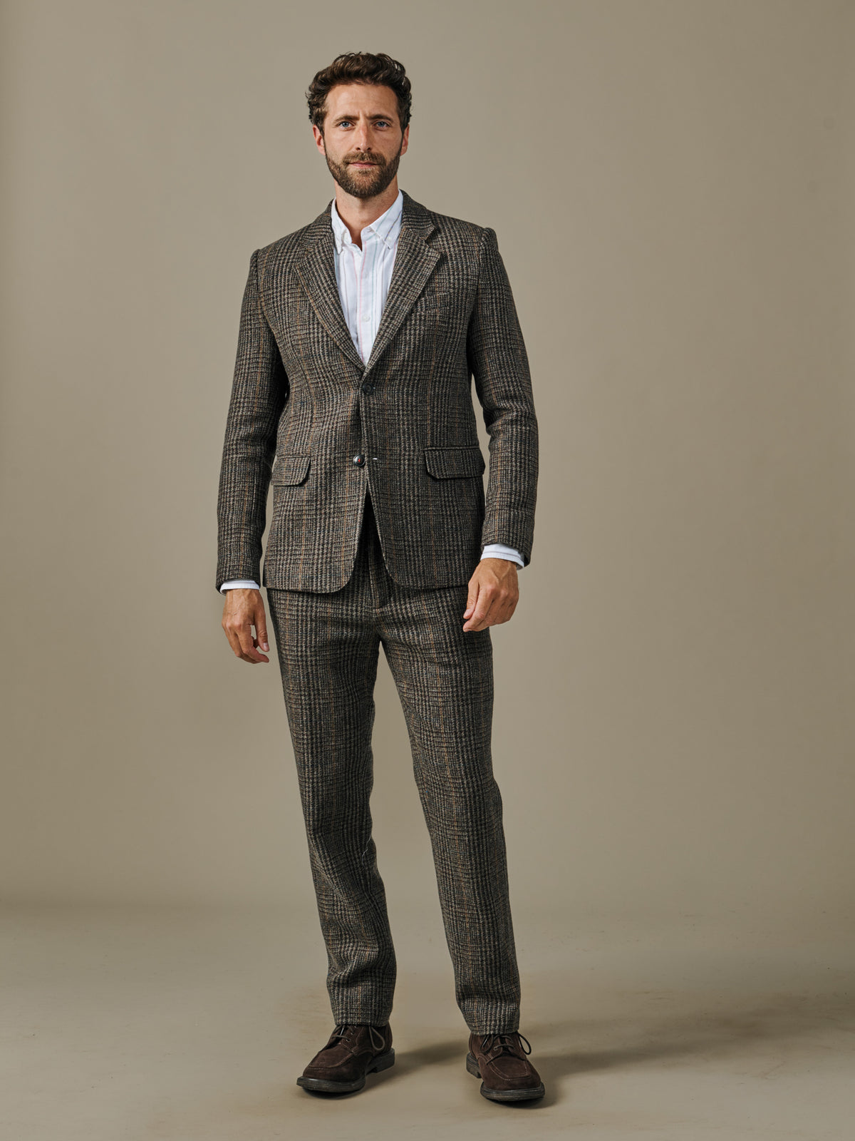 Aubin Brown Check Marlborough Wool Suit Jacket | Suit Jackets