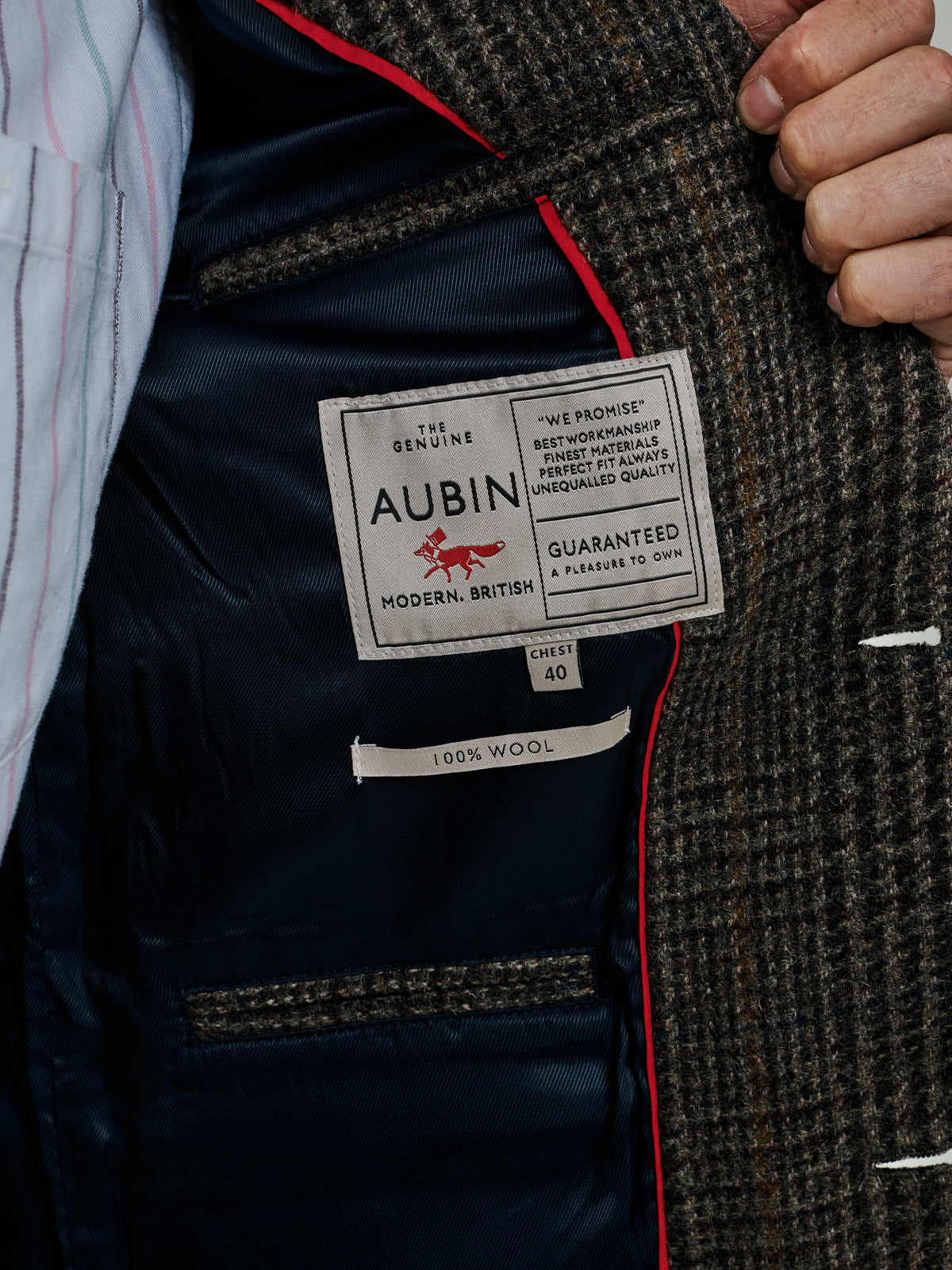 Aubin Brown Check Marlborough Wool Suit Jacket | Suit Jackets