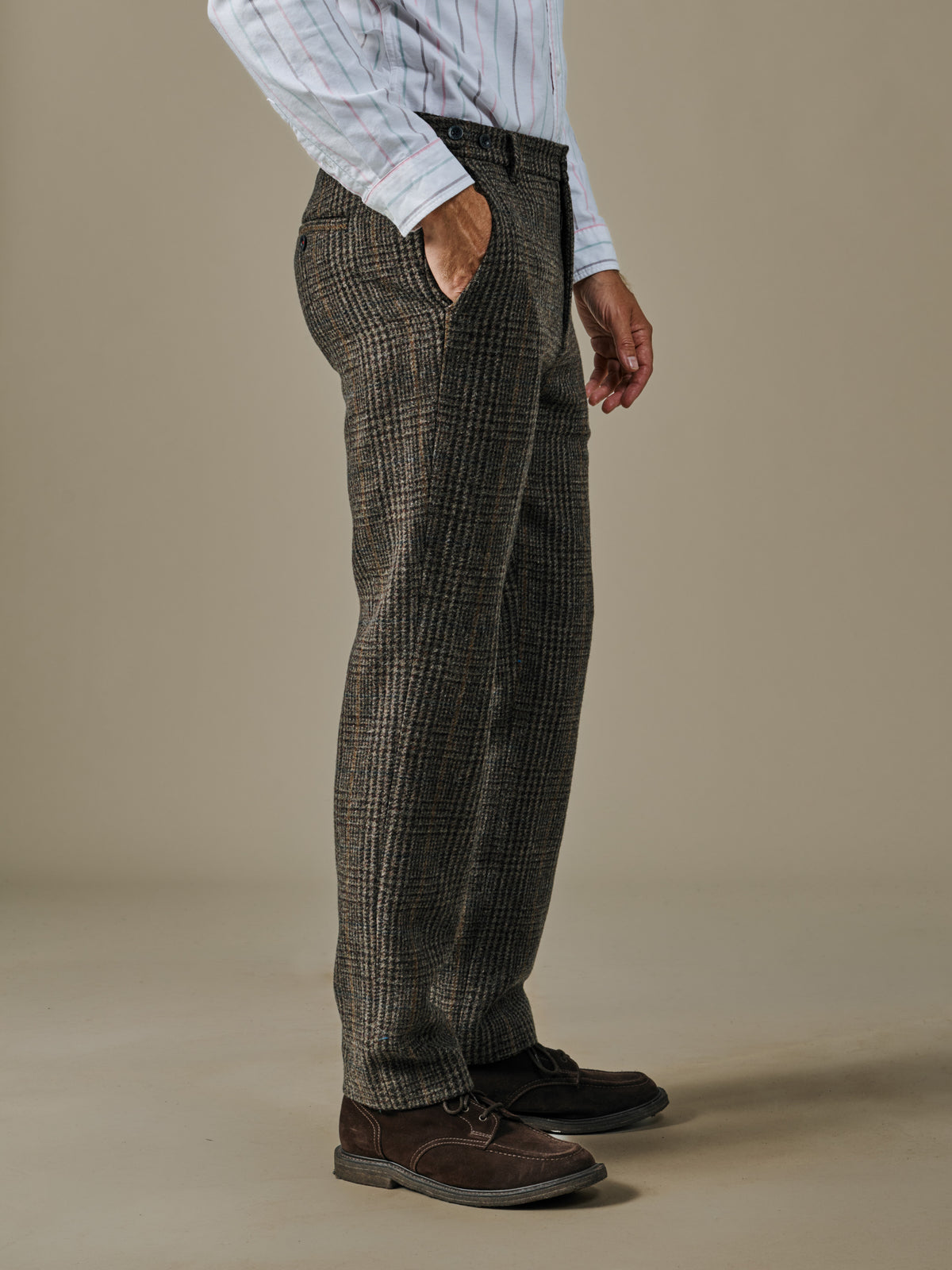 Aubin Brown Check Marlborough Wool Suit Trouser | Suit Trousers