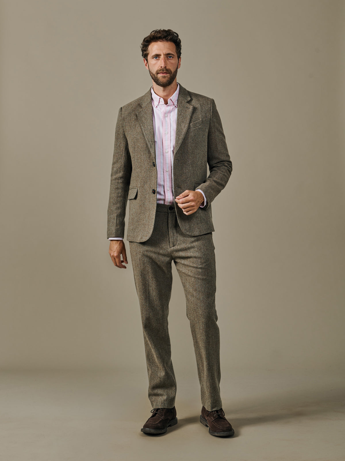 Aubin Green Herringbone Marlborough Wool Suit Jacket | Suit Jackets
