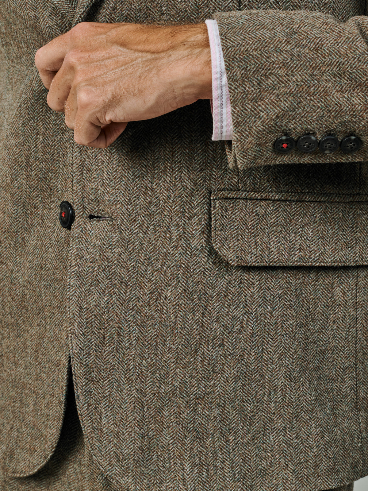 Aubin Green Herringbone Marlborough Wool Suit Jacket | Suit Jackets