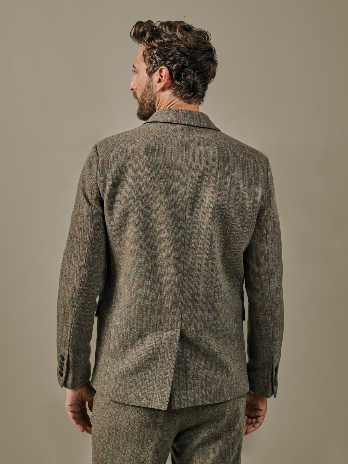 Aubin Green Herringbone Marlborough Wool Suit Jacket | Suit Jackets