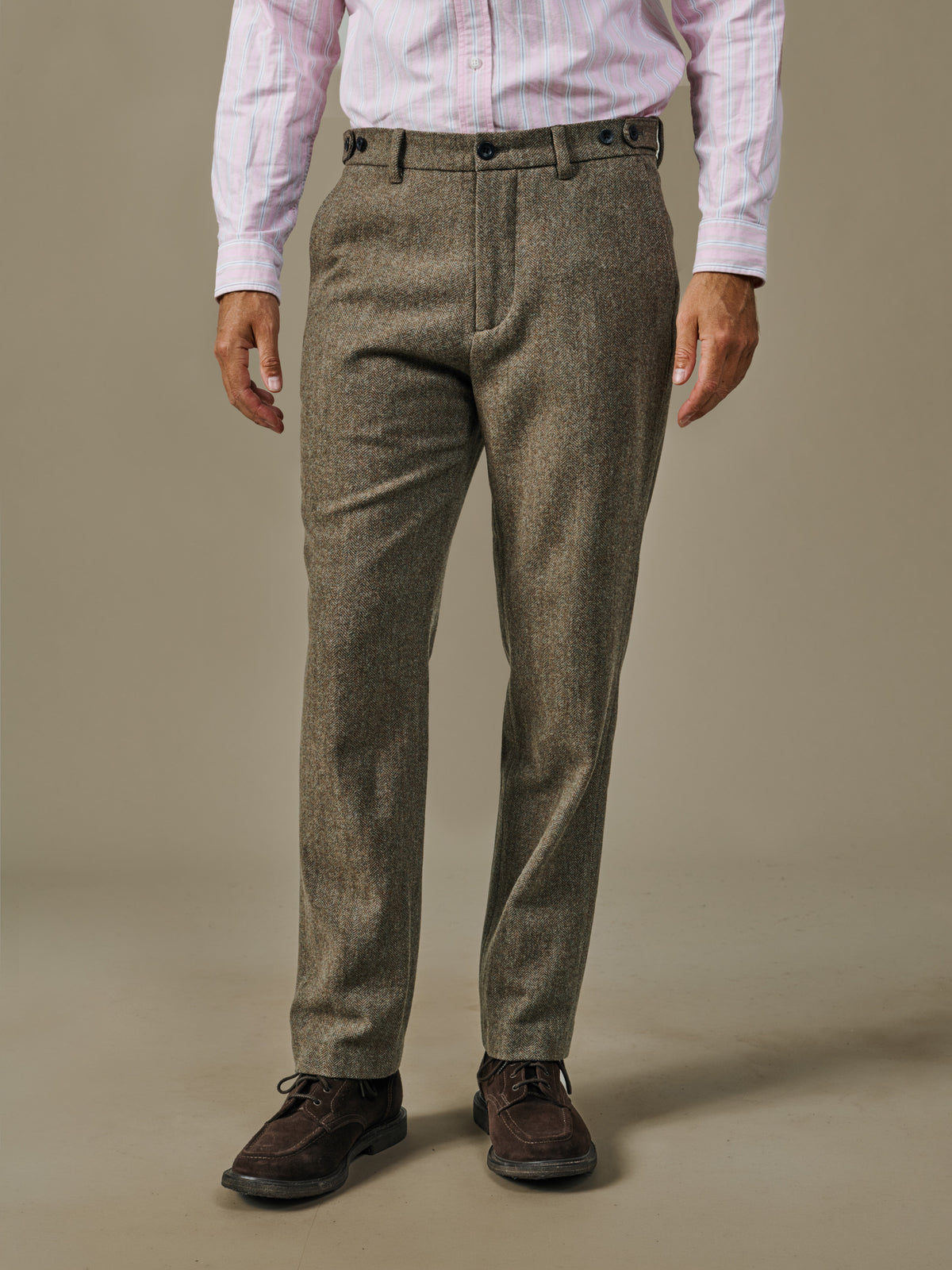 Aubin Green Herringbone Marlborough Wool Suit Trouser | Suit Trousers