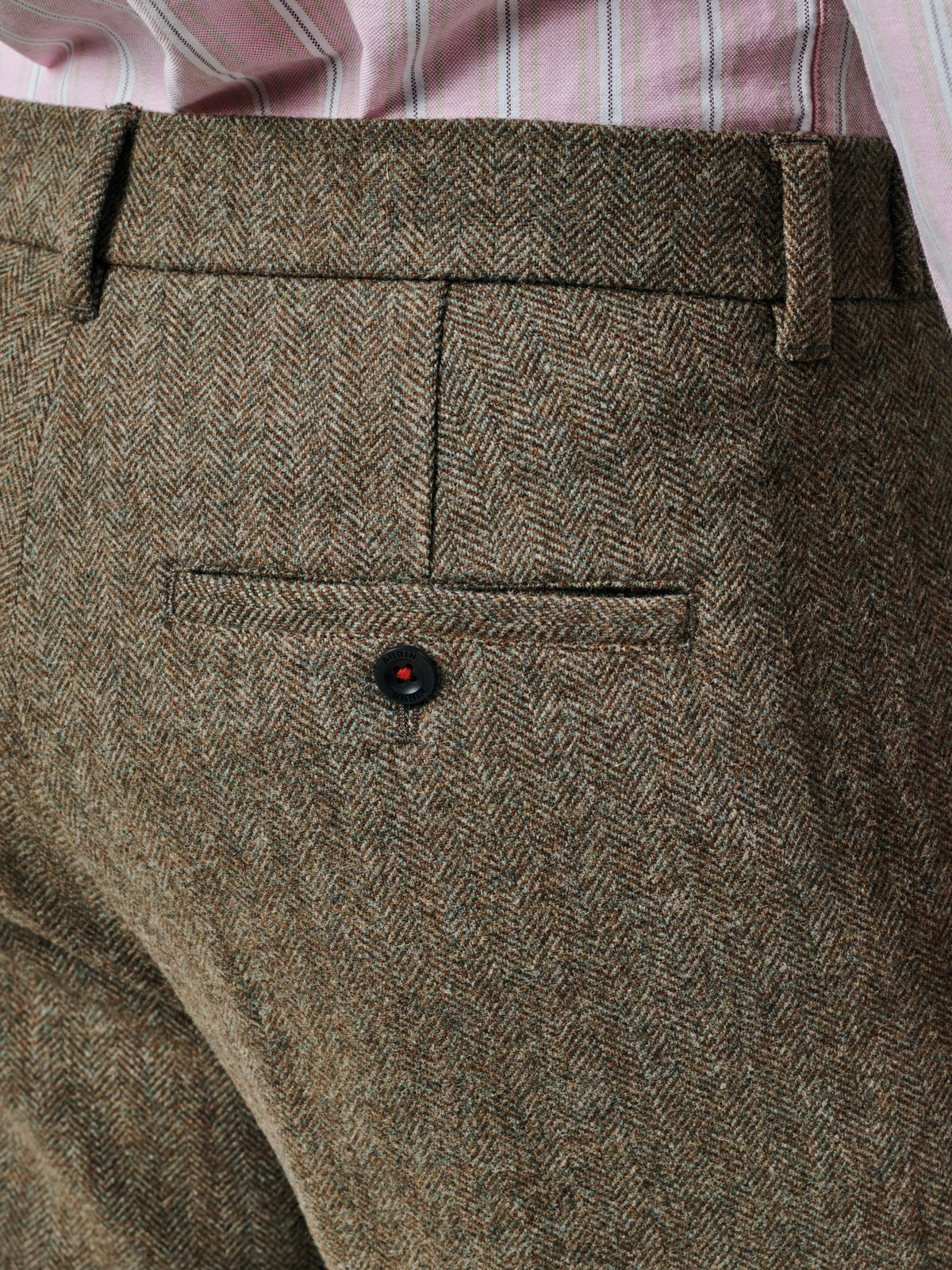 Aubin Green Herringbone Marlborough Wool Suit Trouser | Suit Trousers