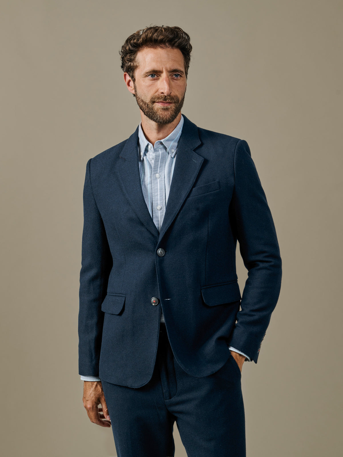 Aubin Navy Marlborough Wool Suit Jacket | Suit Jackets