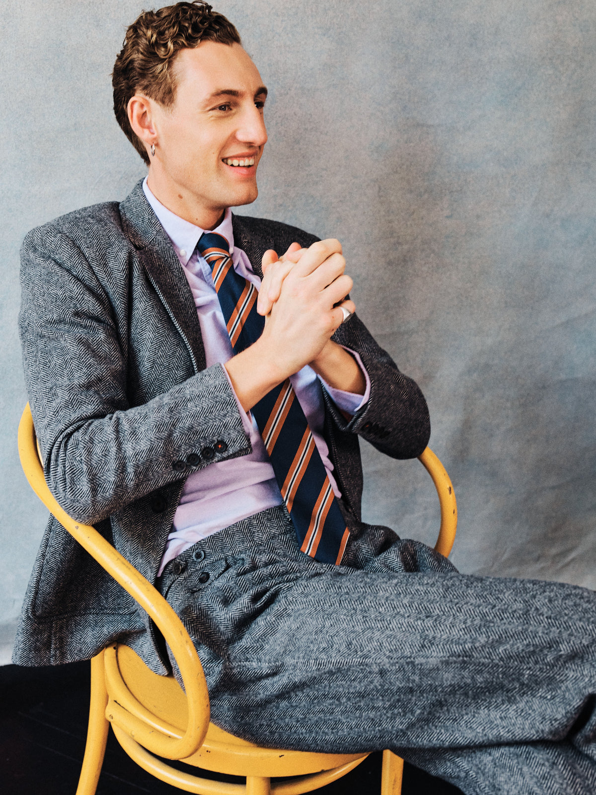 Aubin Navy/Tan Stripe Silk Tie | Ties