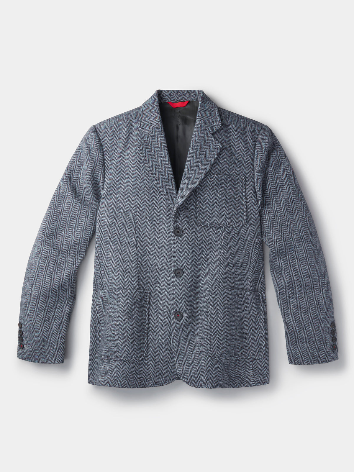 Aubin Grey Herringbone Mareham Wool Patch Pocket Suit Jacket | Wool Jacket