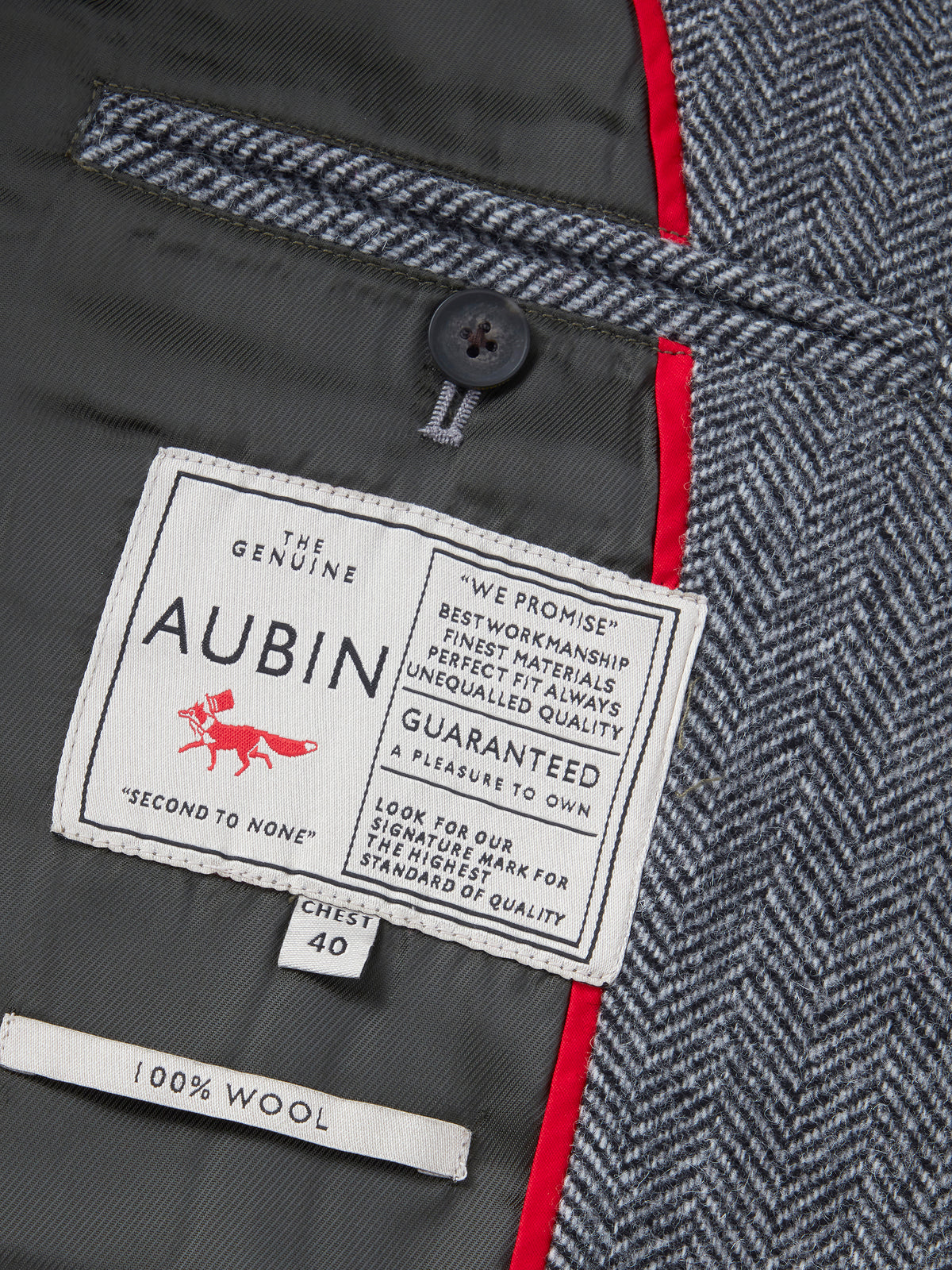 Aubin Grey Herringbone Mareham Wool Patch Pocket Suit Jacket | Wool Jacket