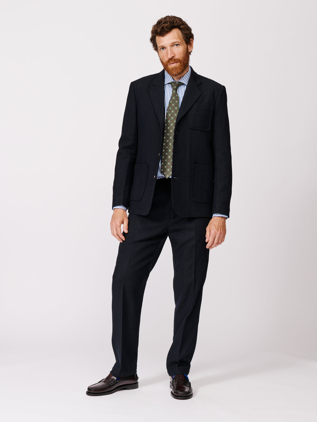 Aubin Navy Mareham Wool Patch Pocket Suit Jacket | Wool Jacket