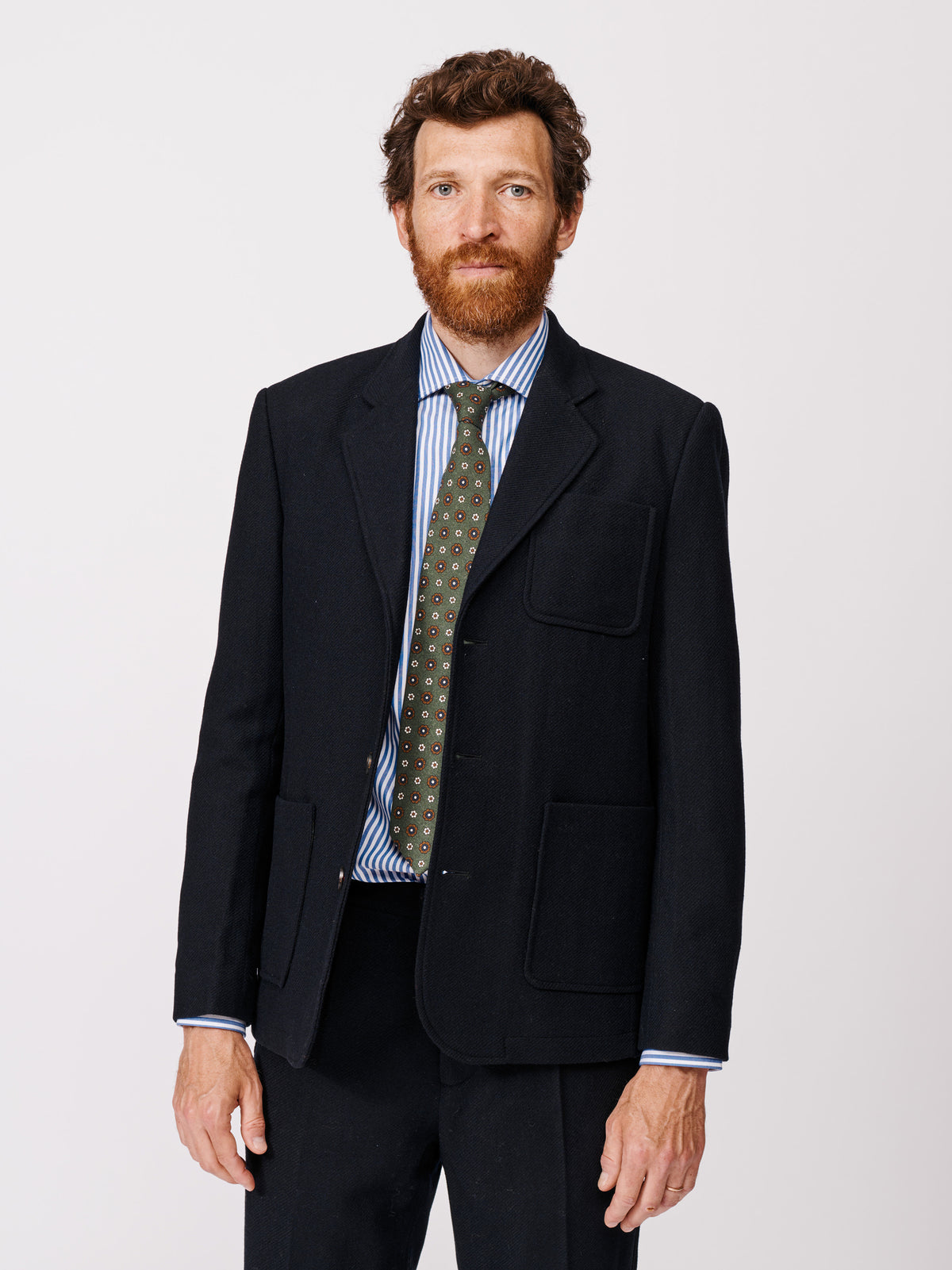 Aubin Navy Mareham Wool Patch Pocket Suit Jacket | Wool Jacket