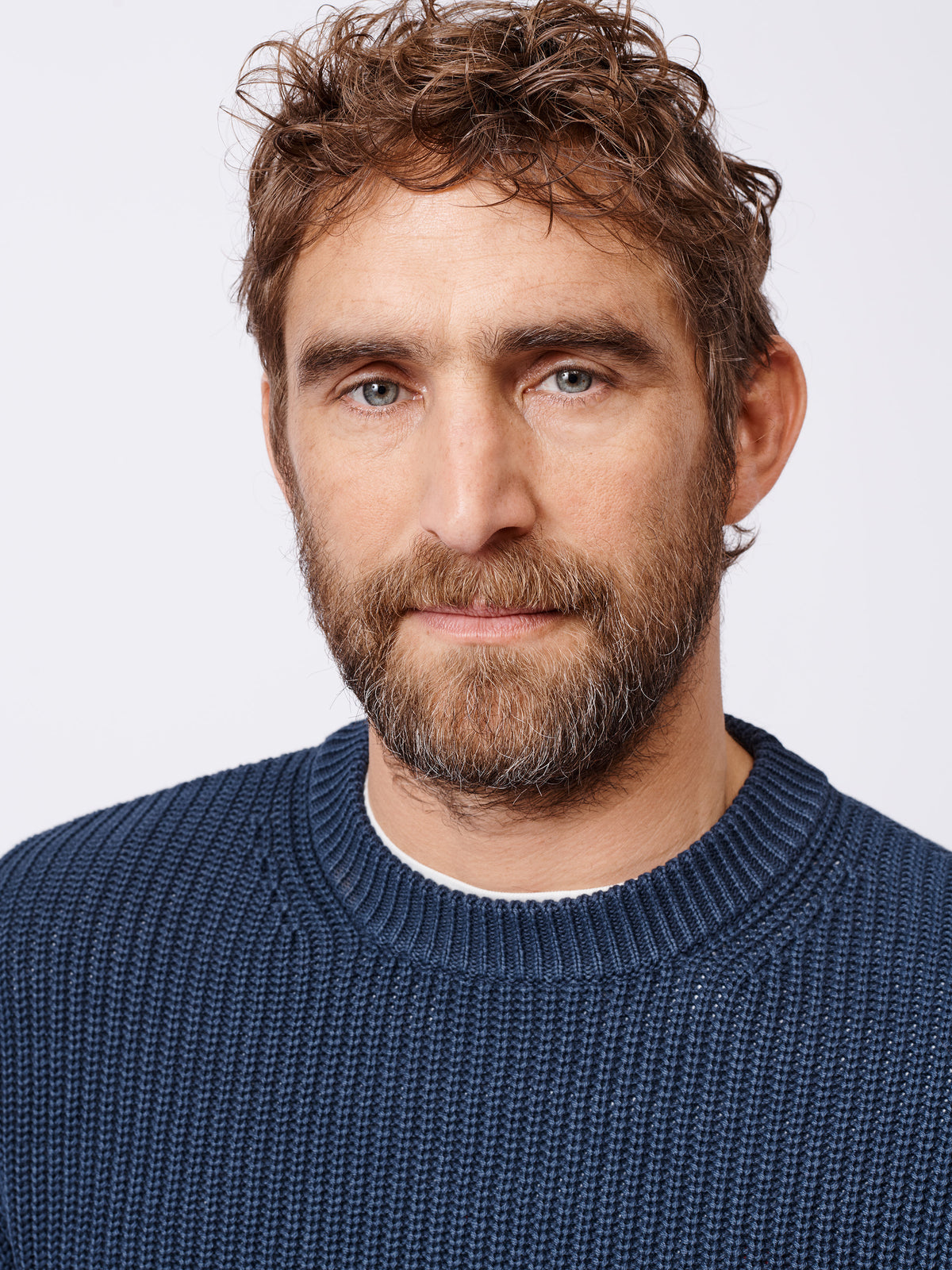 Aubin Navy Martin Cotton Ribbed Crew Neck | Crew Neck