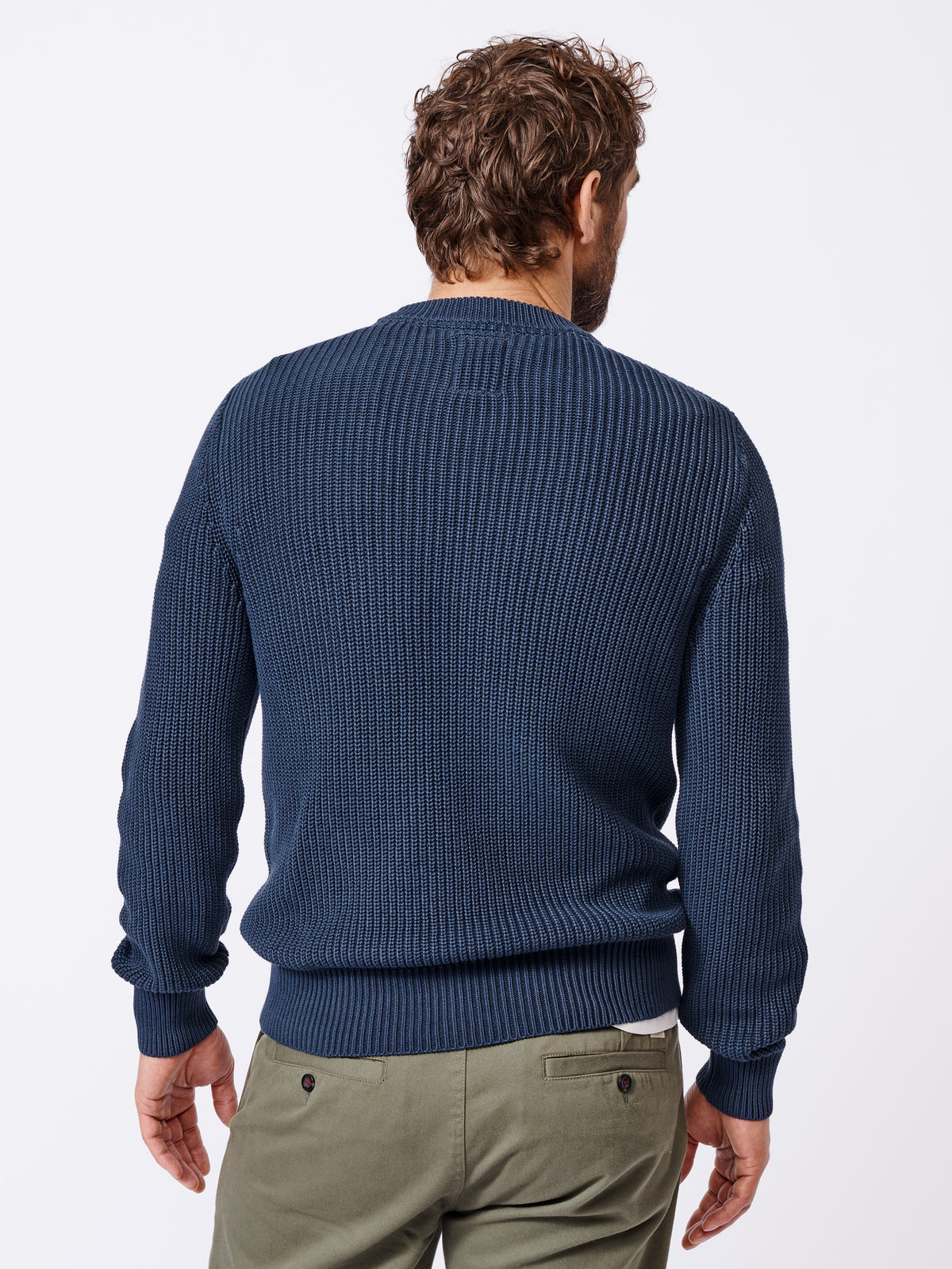 Aubin Navy Martin Cotton Ribbed Crew Neck | Crew Neck