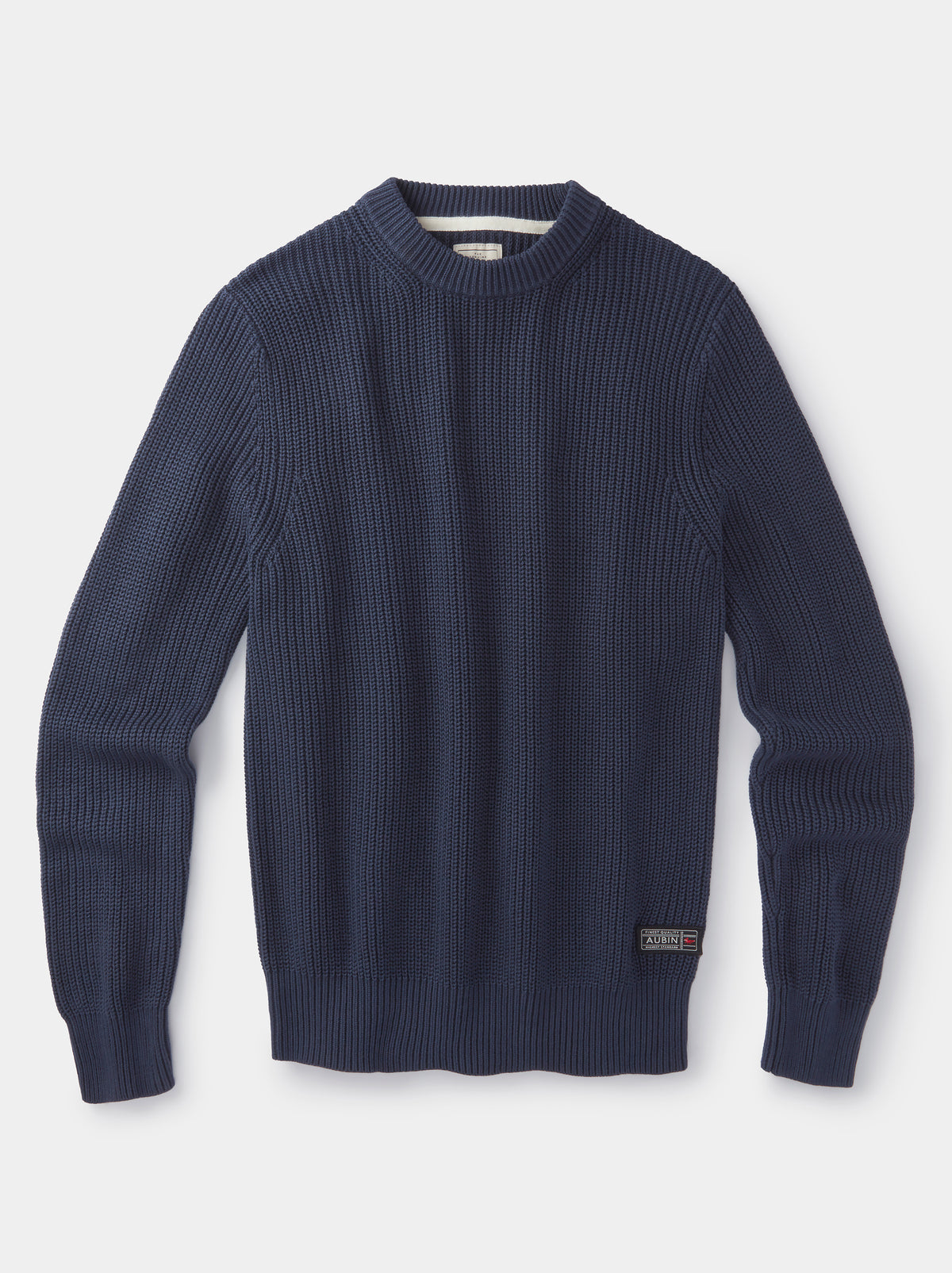 Aubin Navy Martin Cotton Ribbed Crew Neck | Crew Neck