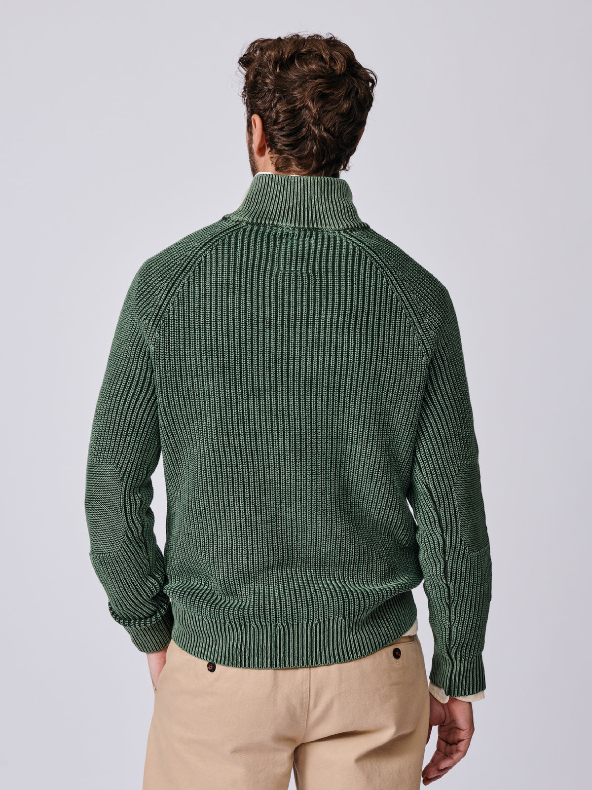 Aubin Khaki Martin Cotton Zip Neck | Zip Neck