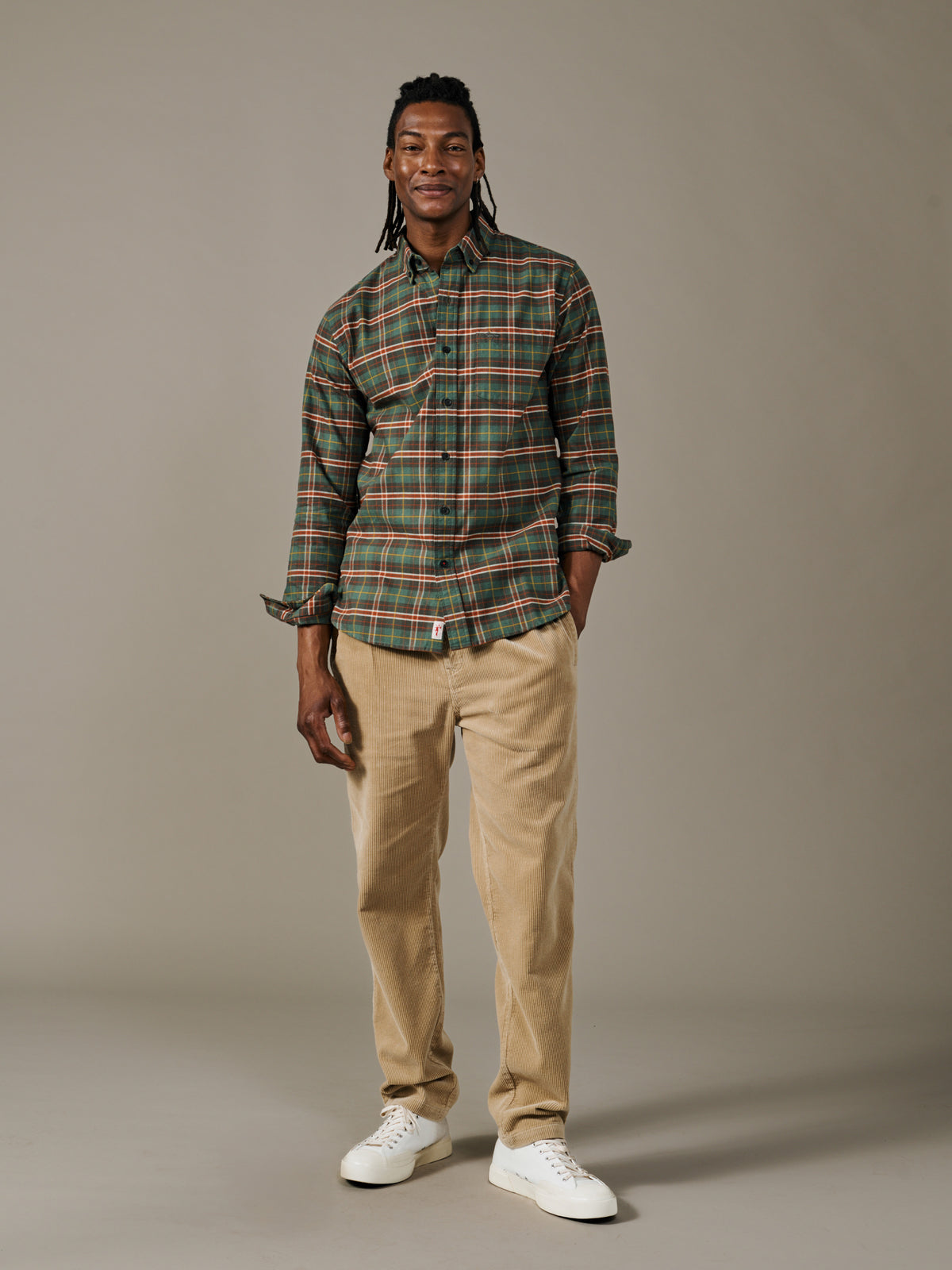 Aubin Green Check Merton Brushed Oxford Button Down Shirt | Checked Shirt