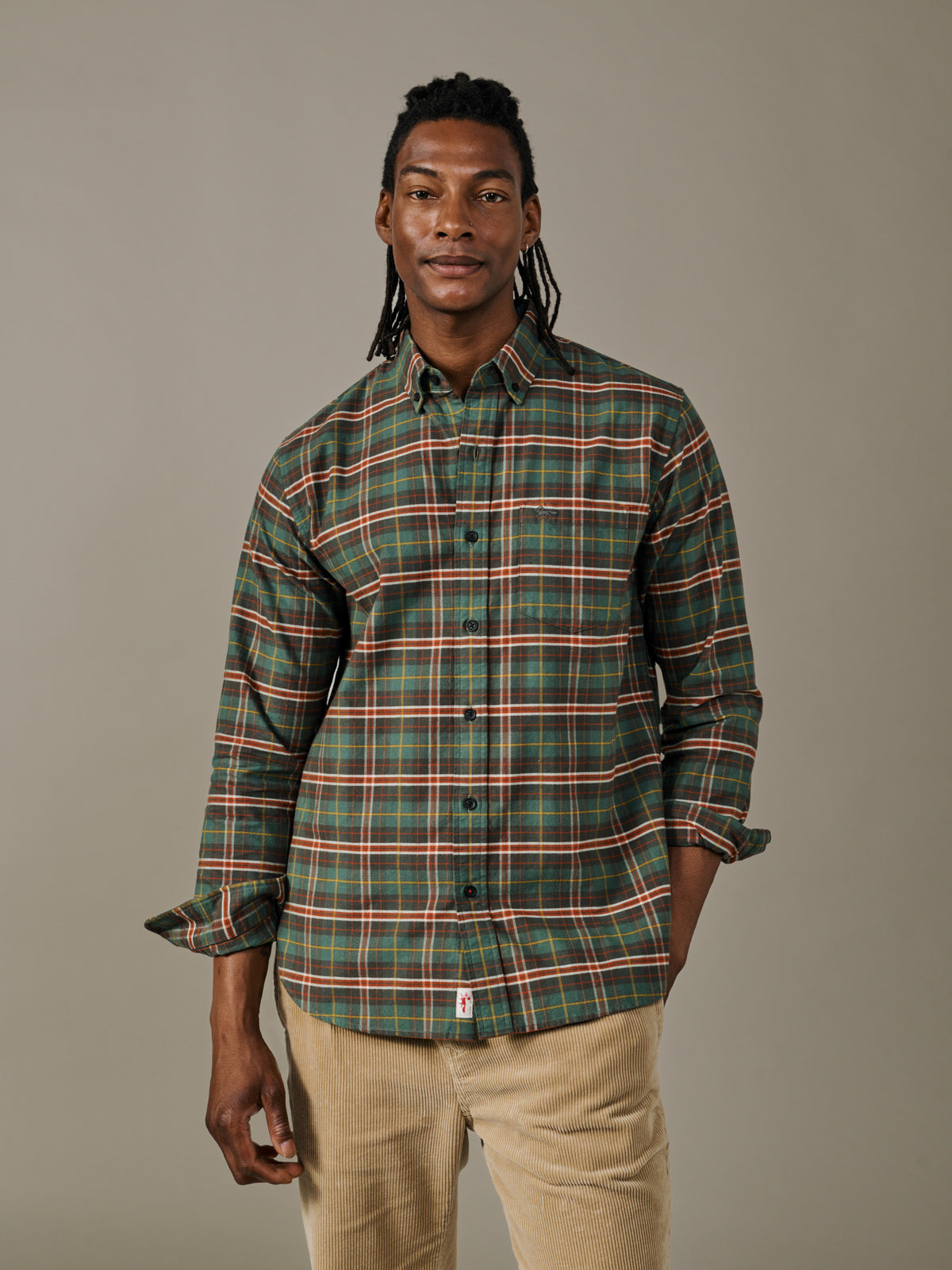 Aubin Green Check Merton Brushed Oxford Button Down Shirt | Checked Shirt