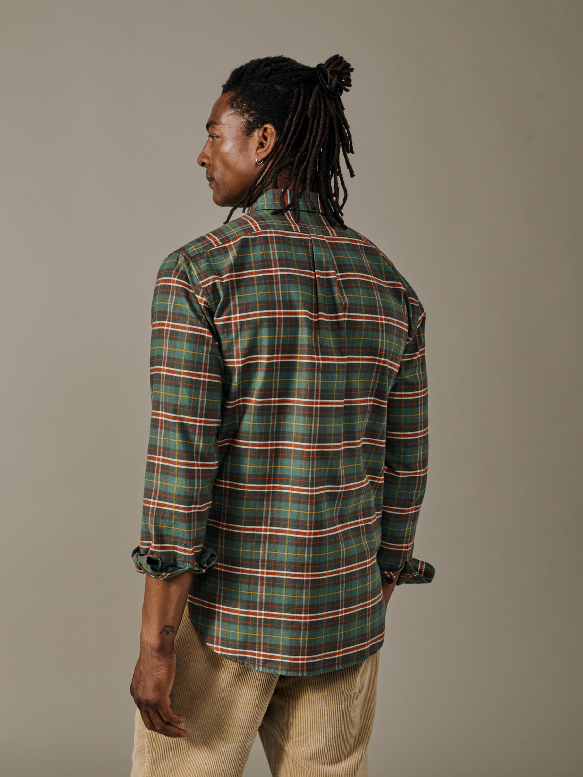 Aubin Green Check Merton Brushed Oxford Button Down Shirt | Checked Shirt