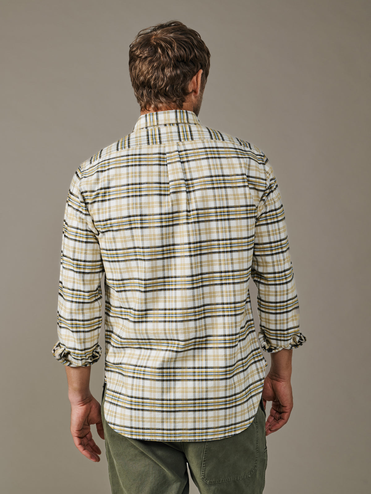 Aubin Turmeric Check Merton Brushed Oxford Button Down Shirt | Checked Shirt