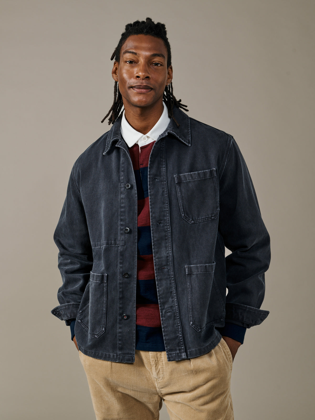 Aubin Washed Black Mortlake Worker Jacket | Jackets
