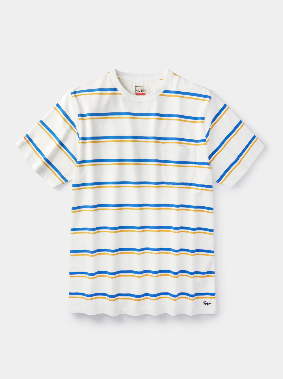 Aubin Cobalt/Ecru Stripe Santon Relaxed T-Shirt | Striped Tee