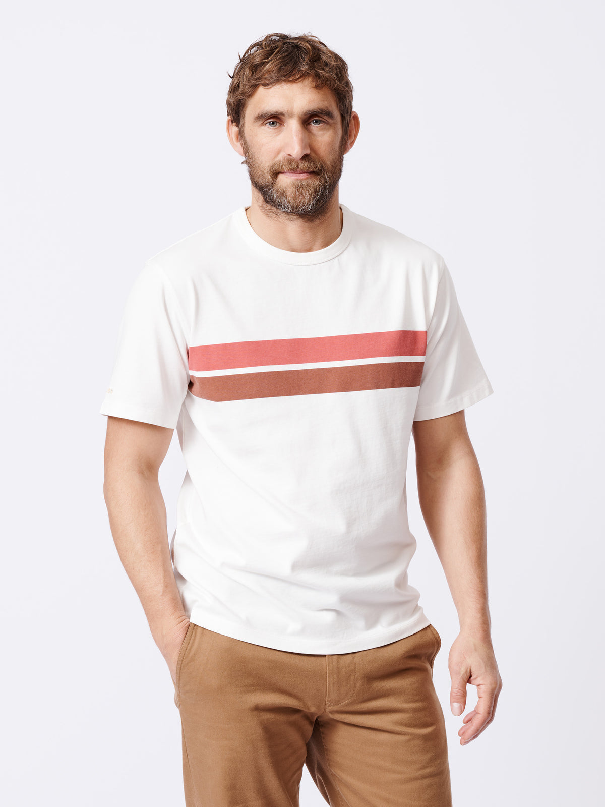 Aubin Chest Stripe Santon Relaxed T-Shirt | Striped Tee