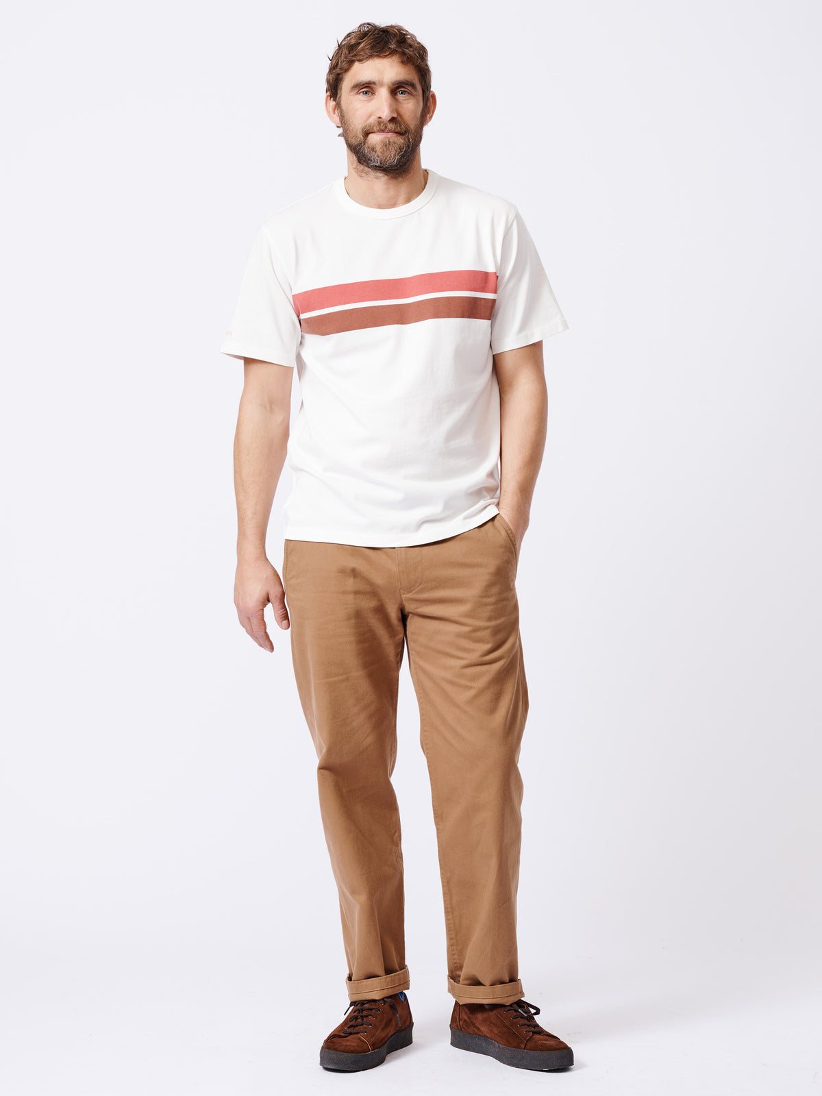 Aubin Chest Stripe Santon Relaxed T-Shirt | Striped Tee