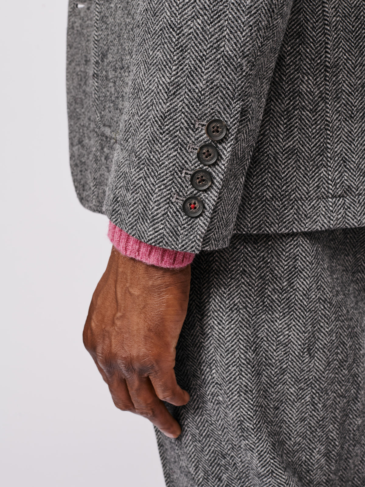 Aubin Grey Herringbone Mareham Wool Patch Pocket Suit Jacket | Wool Jacket