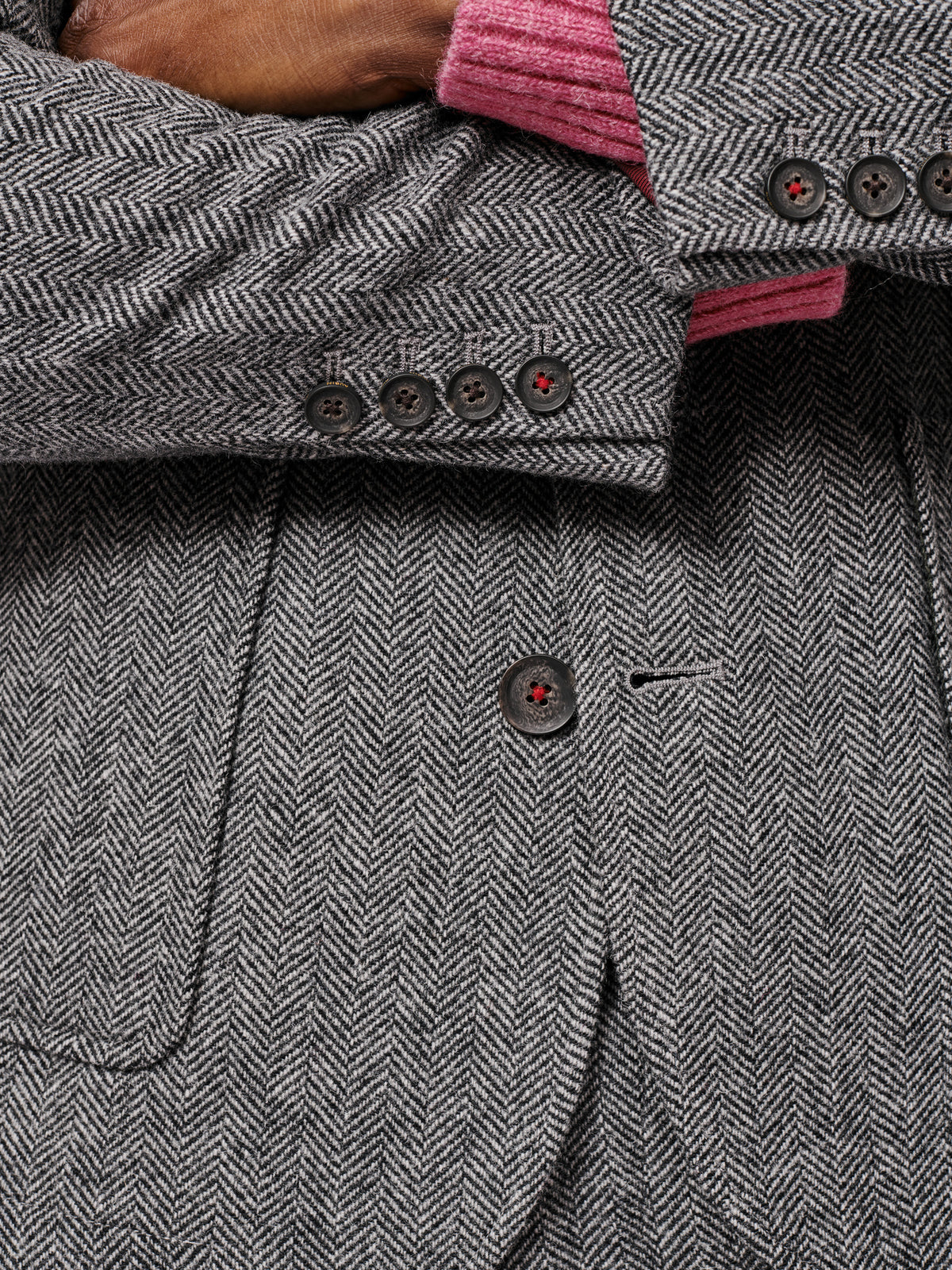 Aubin Grey Herringbone Mareham Wool Patch Pocket Suit Jacket | Wool Jacket