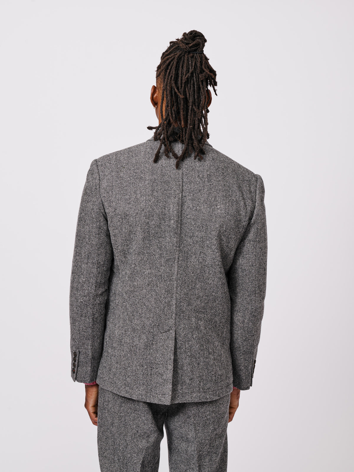 Aubin Grey Herringbone Mareham Wool Patch Pocket Suit Jacket | Wool Jacket
