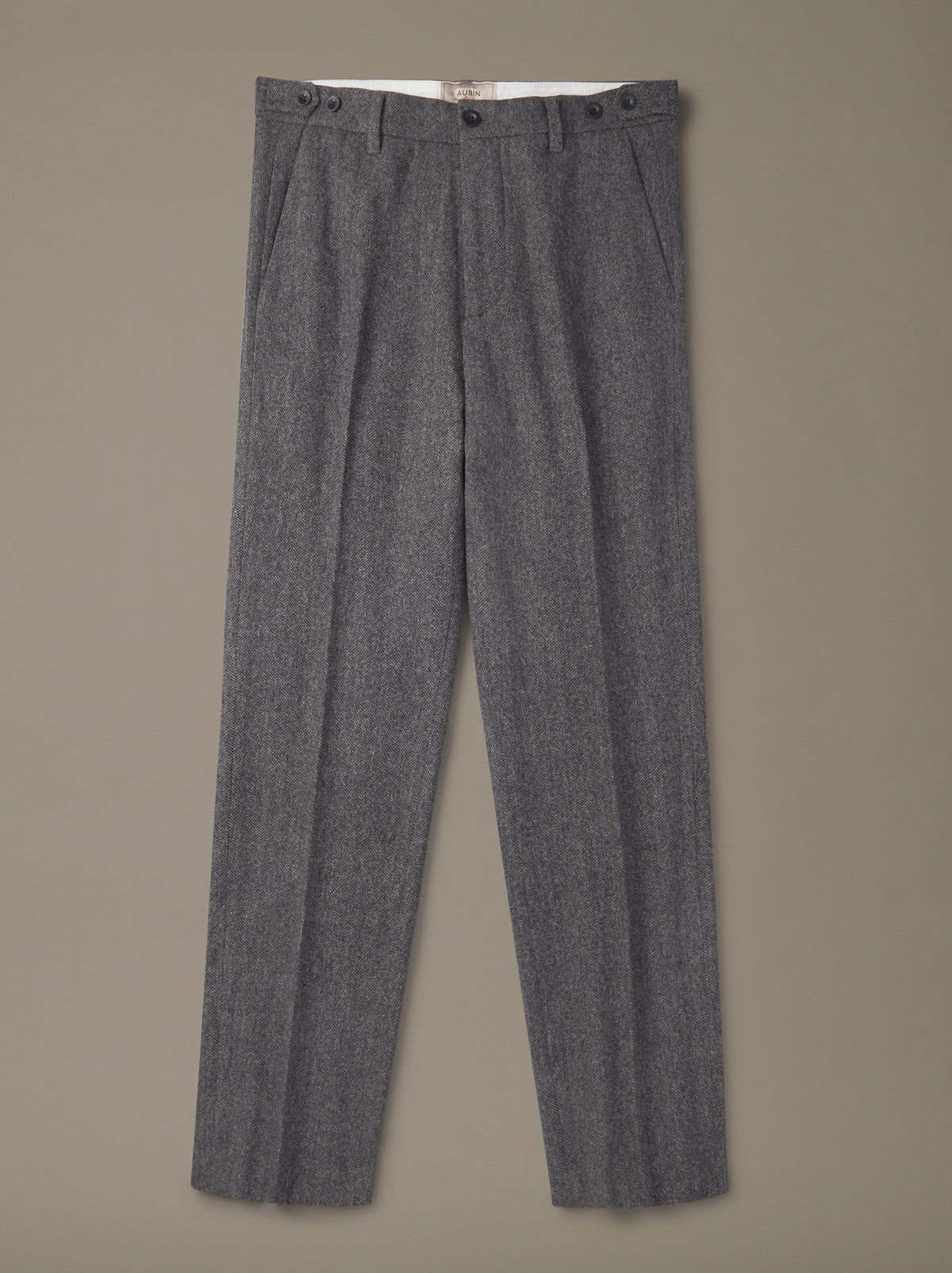 Aubin Grey Herringbone Marlborough Wool Suit Trouser | Suit Trousers