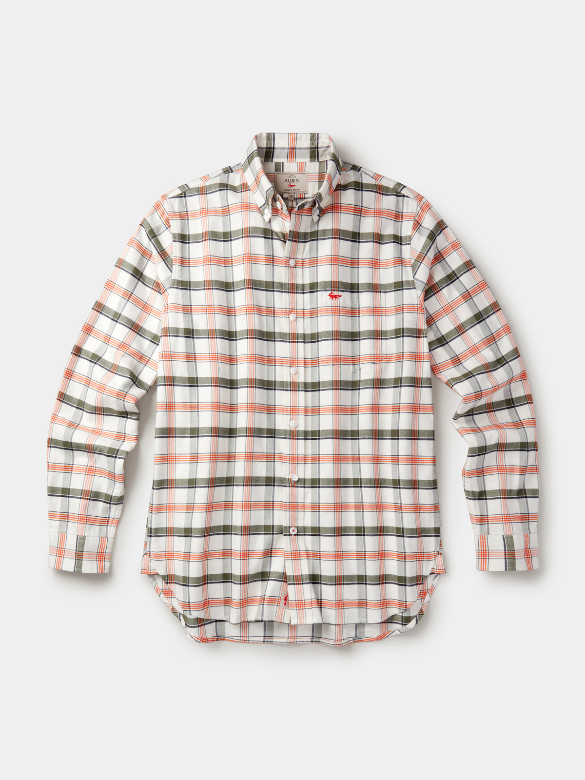 Aubin Vintage White Check Merton Brushed Oxford Button Down Shirt | Checked Shirt