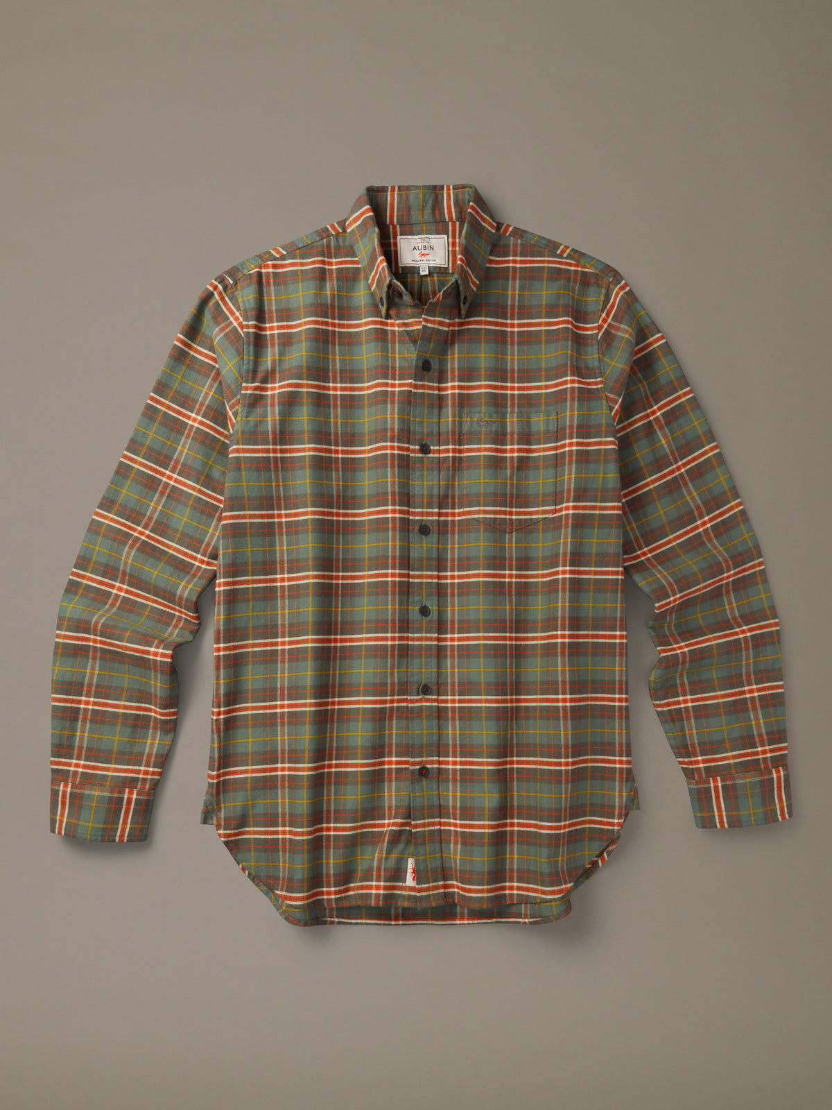 Aubin Green Check Merton Brushed Oxford Button Down Shirt | Checked Shirt