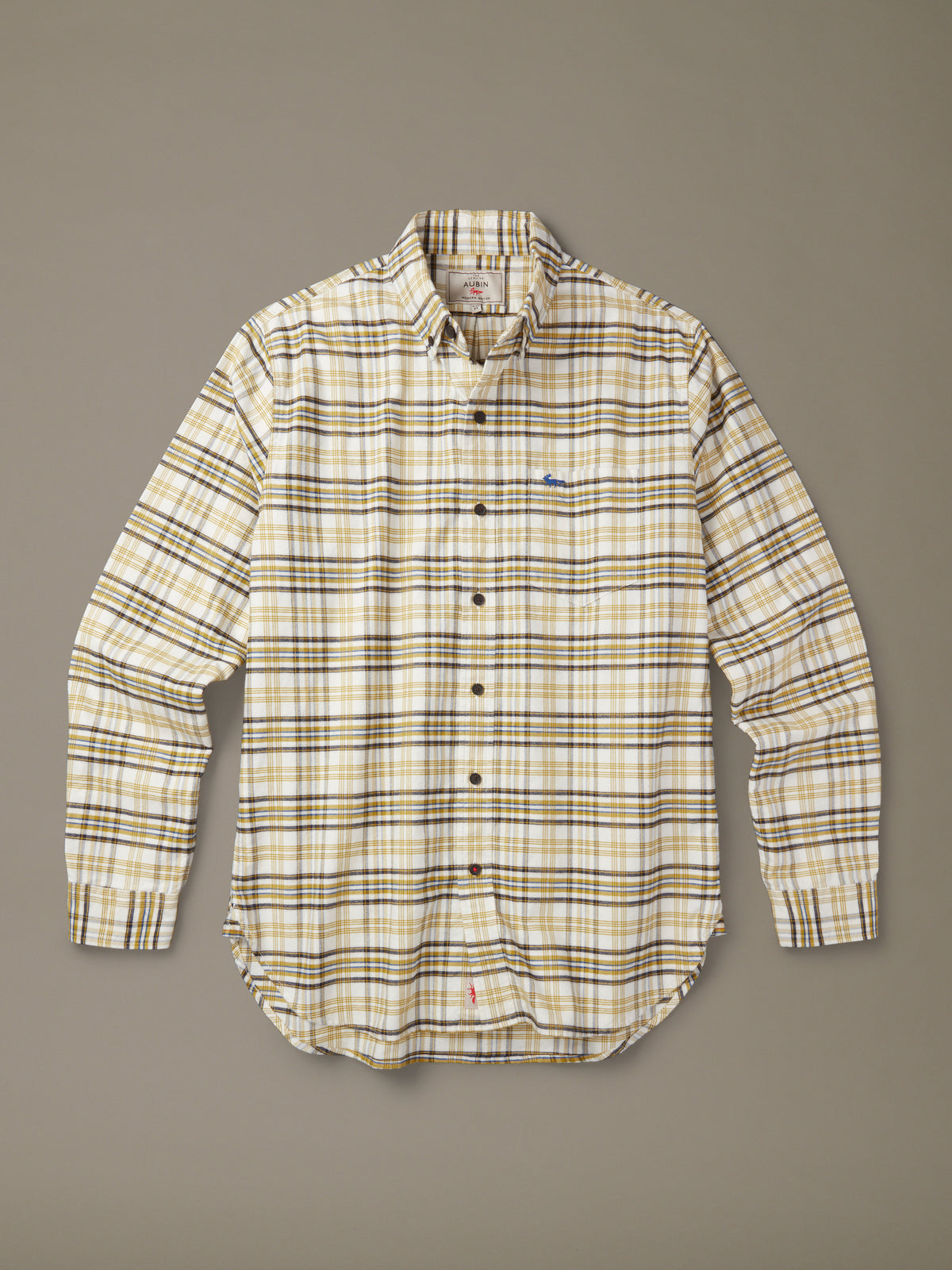 Aubin Turmeric Check Merton Brushed Oxford Button Down Shirt | Checked Shirt