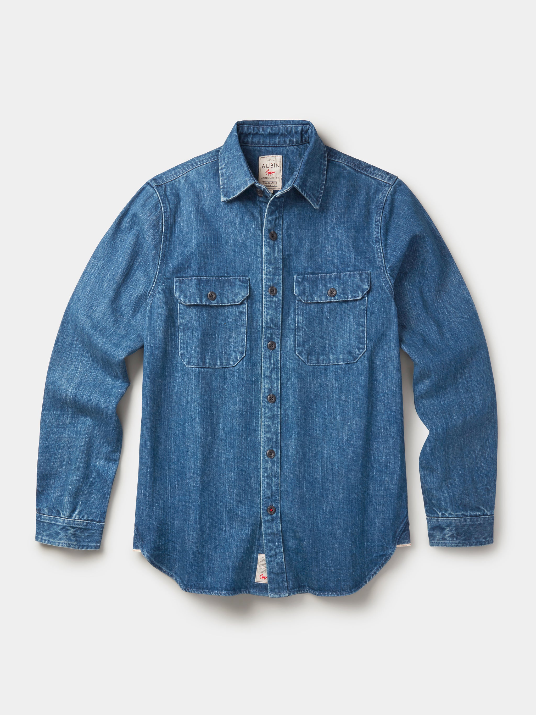 Washed Denim Morely Selvedge Overshirt | Aubin