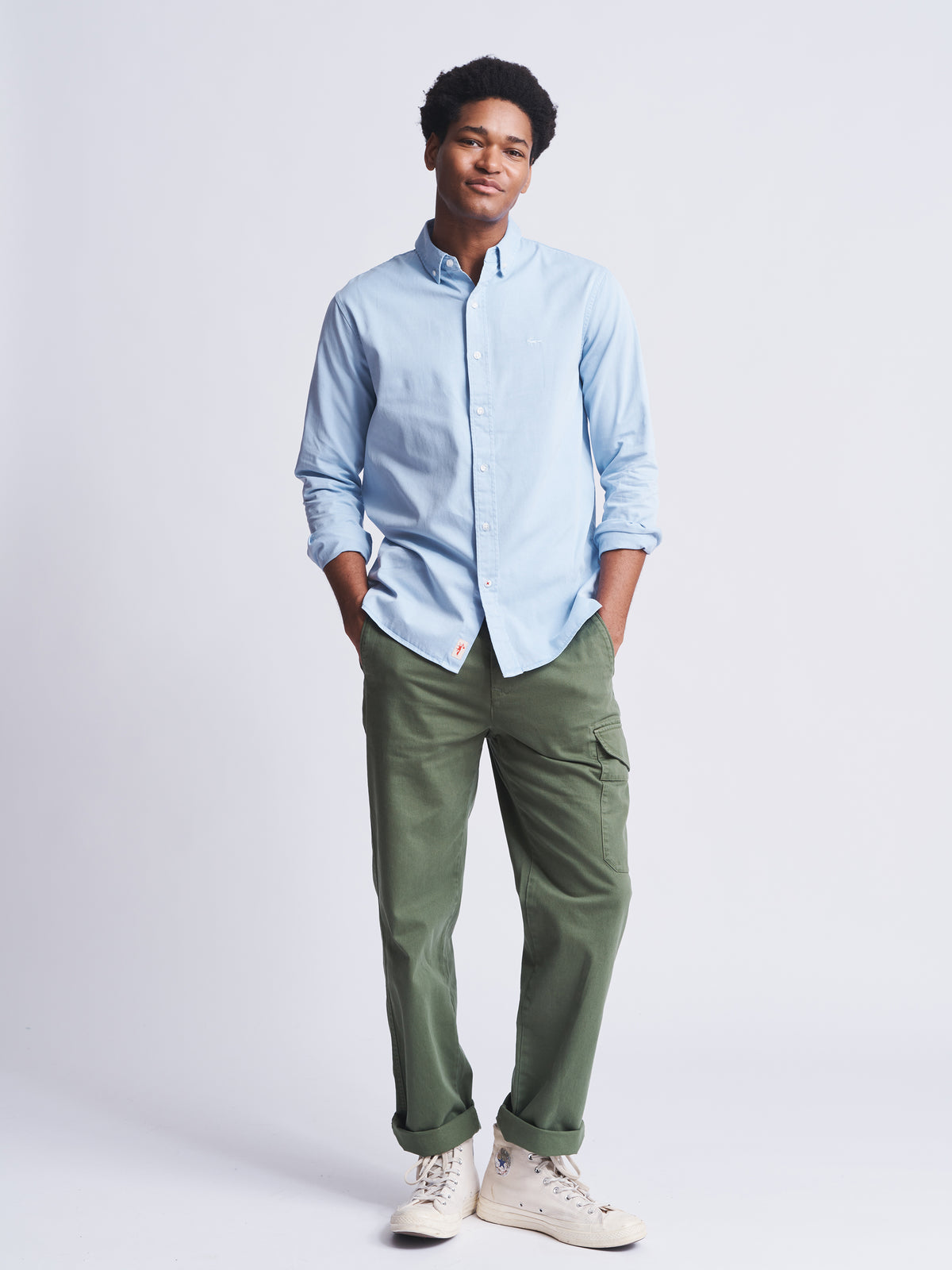 Aubin Pale Blue Hessle Button Down Shirt | Oxford Shirt