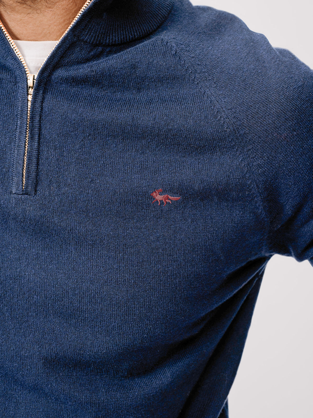 Aubin Navy Bonby Cotton Zip Neck | Zip Neck