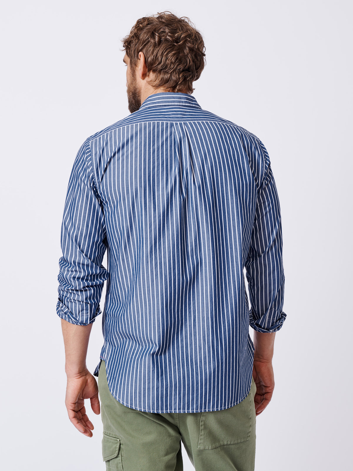 Aubin Blue Stripe Gladstone Poplin Shirt | Poplin Shirt
