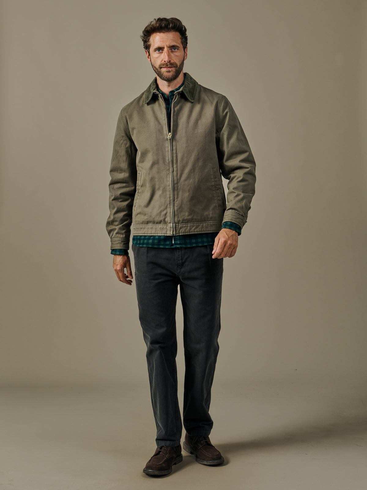 Aubin Khaki Newland Canvas Harrington | Harrington