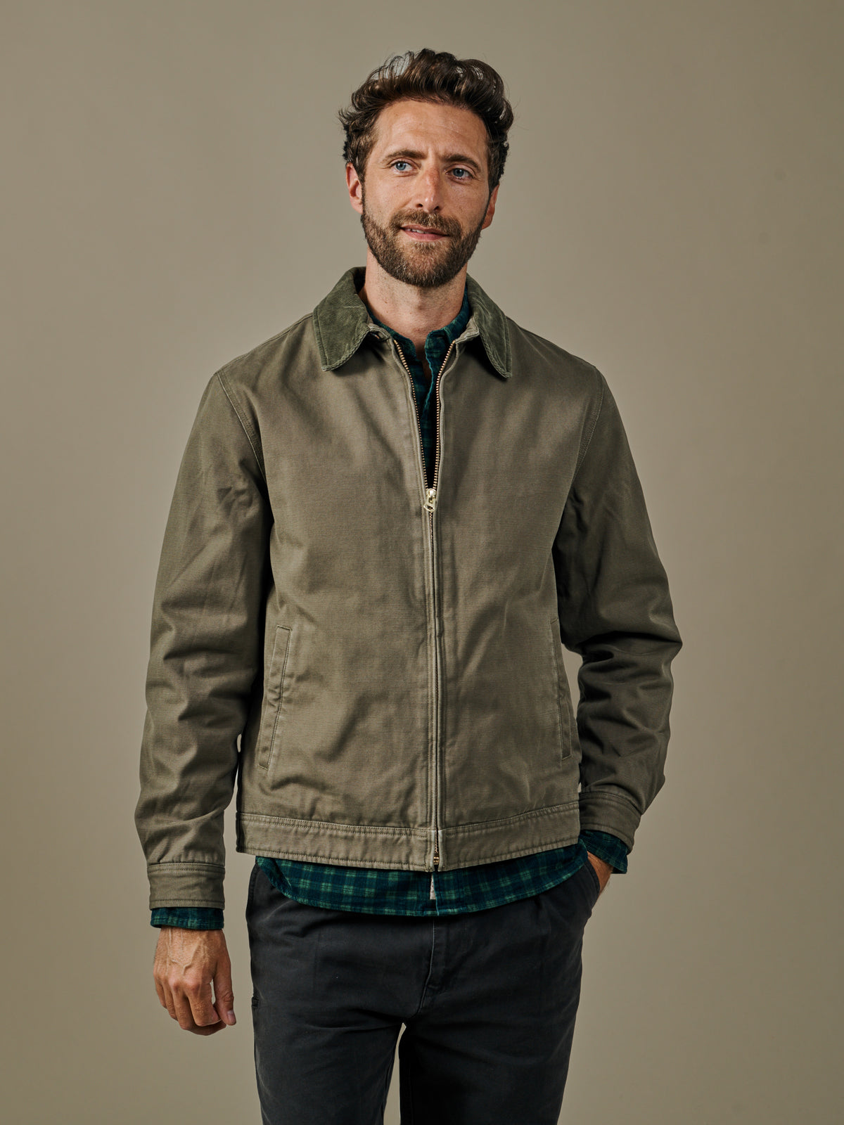 Aubin Khaki Newland Canvas Harrington | Harrington