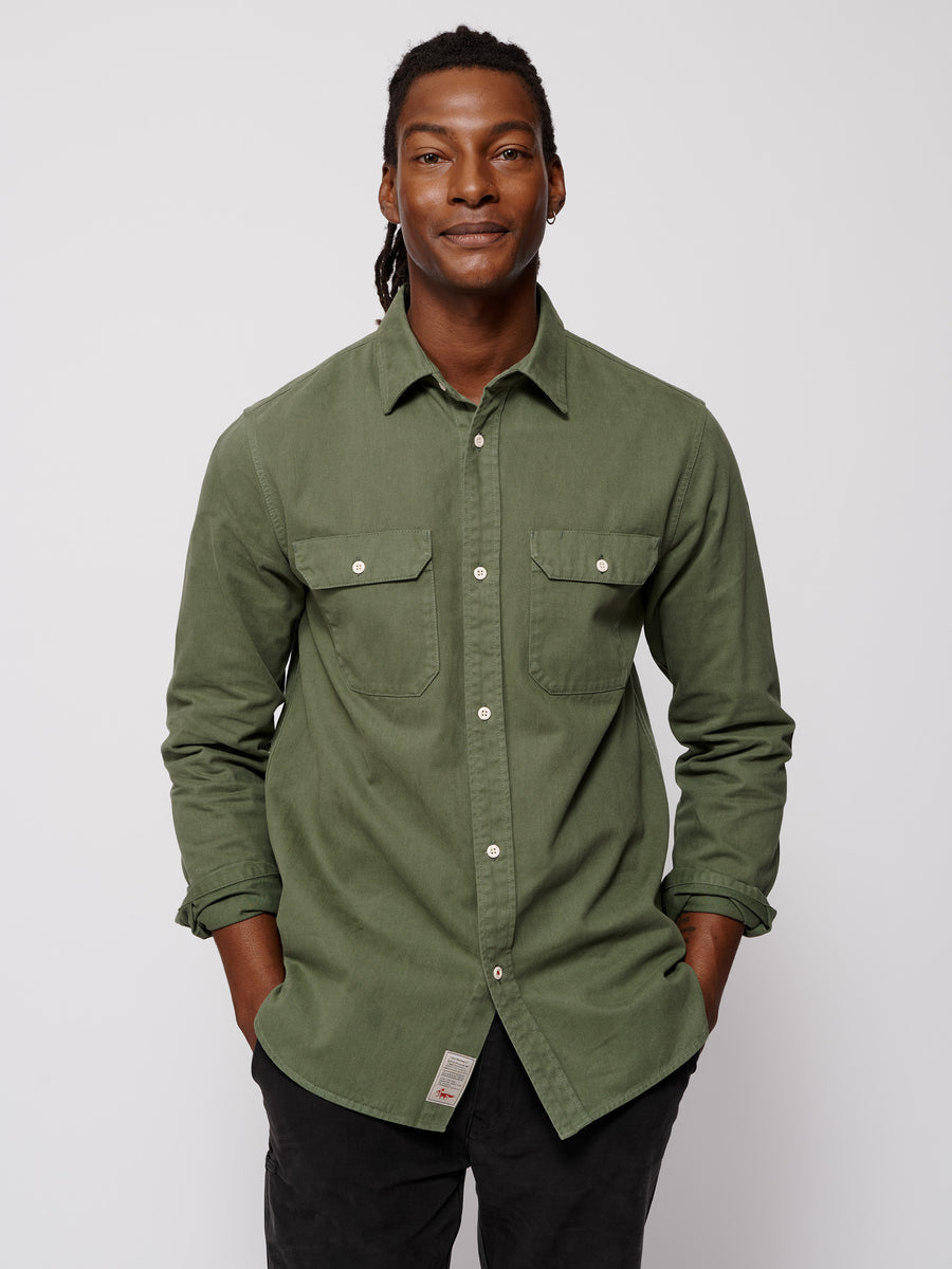 Dark Khaki Normanby Classic Fit Cotton Shirt
