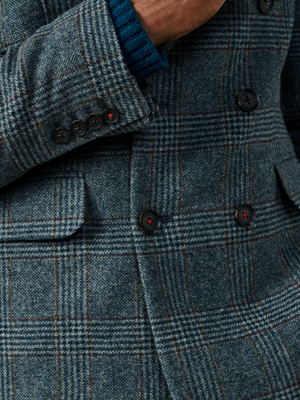 Aubin Blue Check Northfield DB Patch Pocket Suit Jacket | Suit Jackets