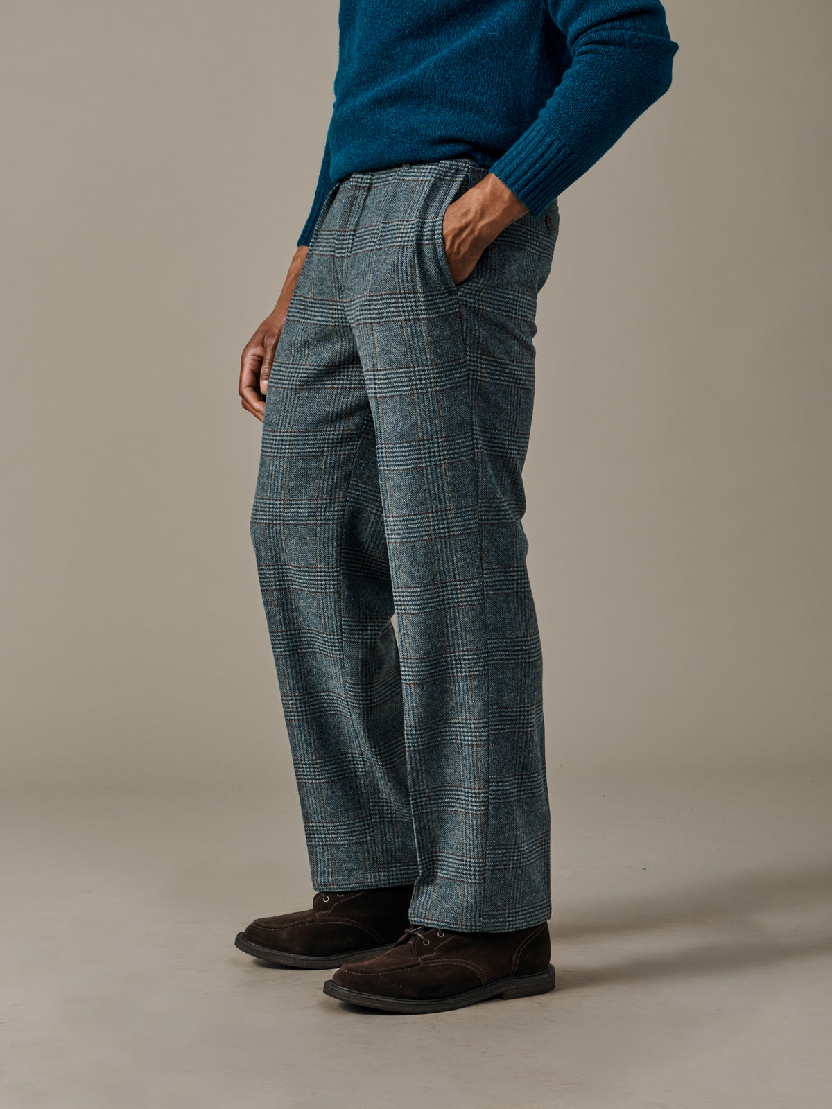 Aubin Blue Check Northfield Relaxed Fit Trouser | Suit Trousers