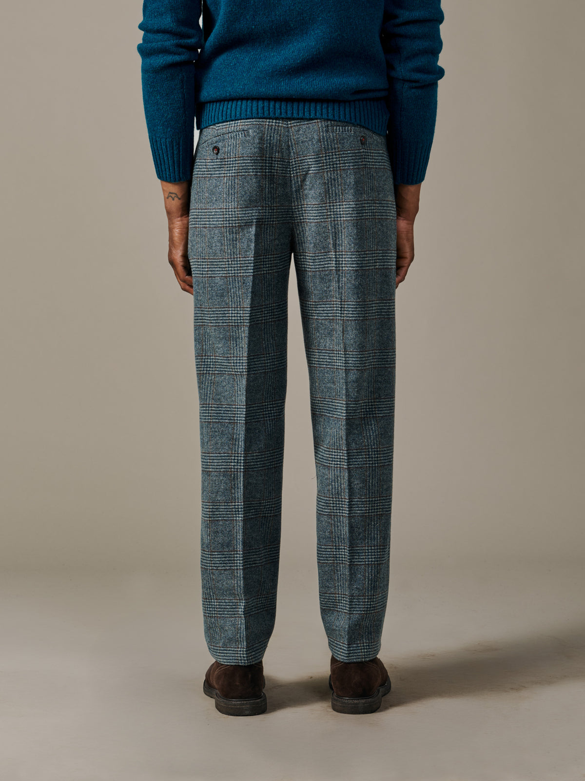 Aubin Blue Check Northfield Relaxed Fit Trouser | Suit Trousers