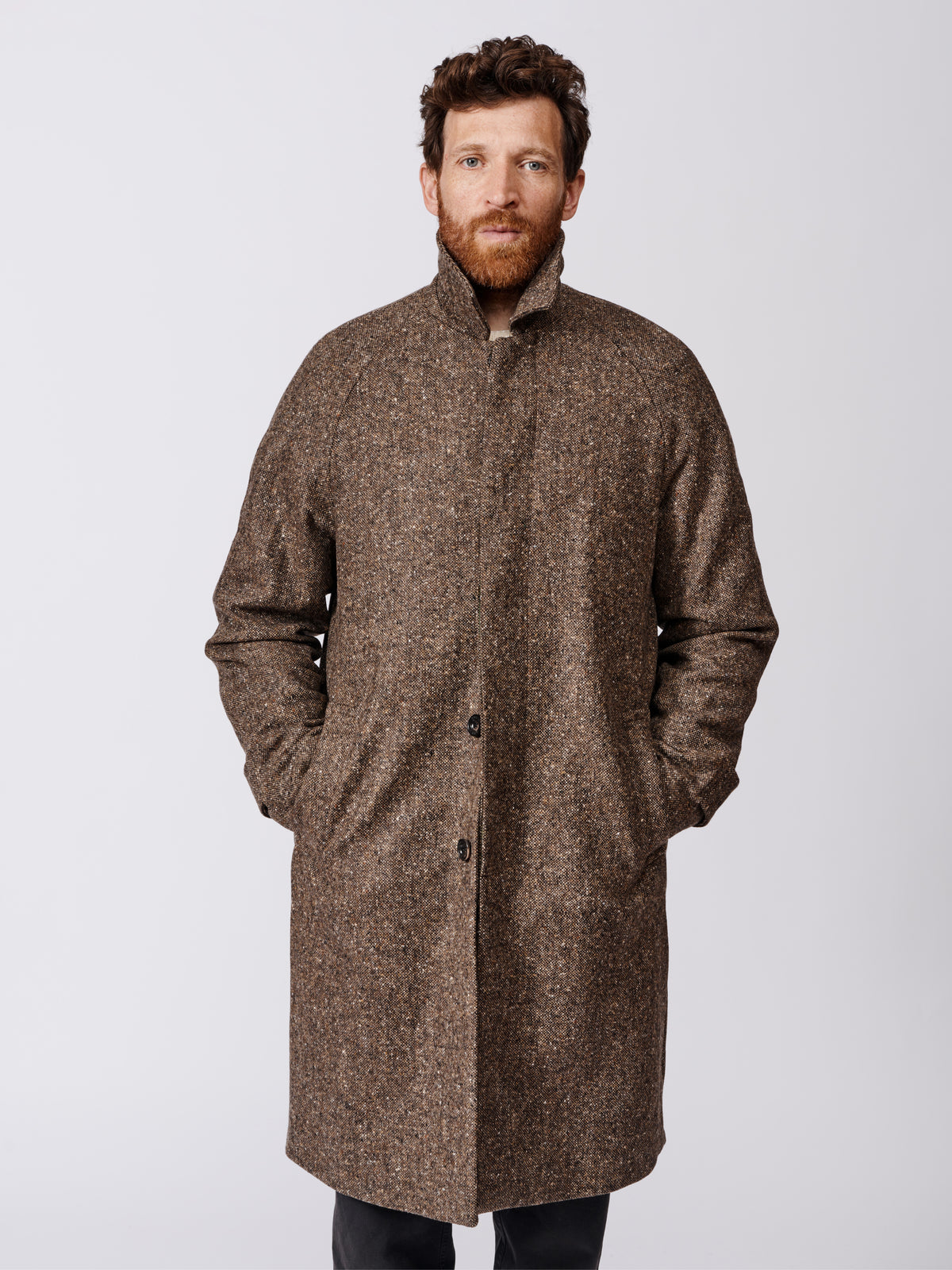 Aubin Brown Donegal Glenties Wool Overcoat | Overcoat