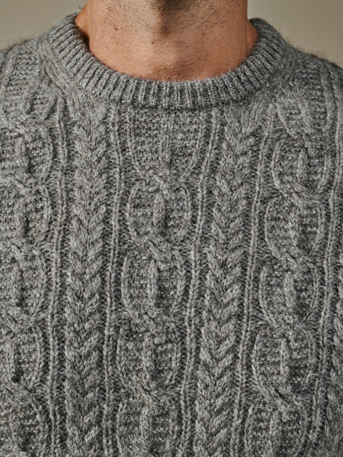 Aubin Fawn Oleby Cable Crew Neck Jumper | Crew Neck