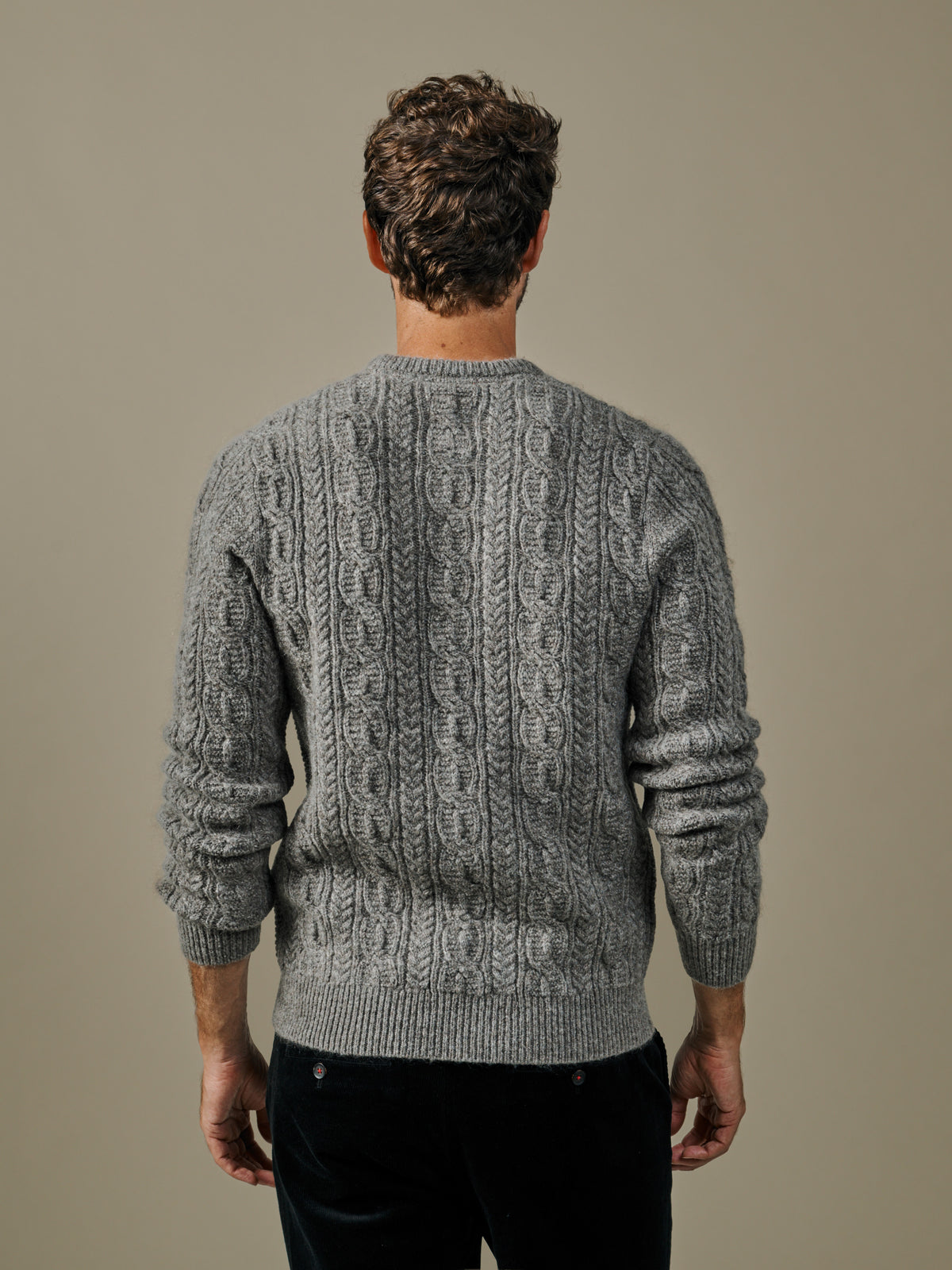 Aubin Fawn Oleby Cable Crew Neck Jumper | Crew Neck